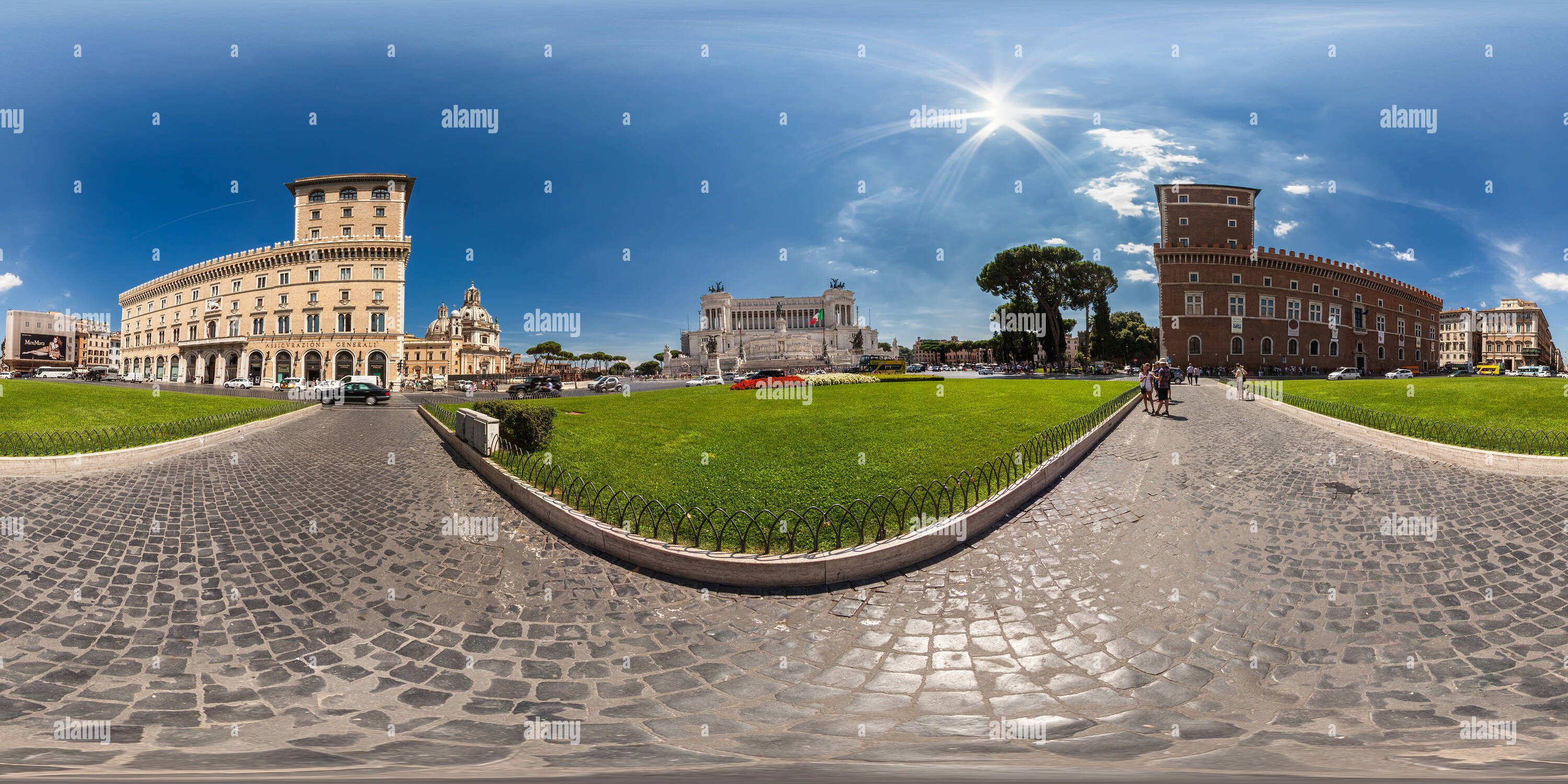 Vue panoramique à 360° de Piazza Venezia