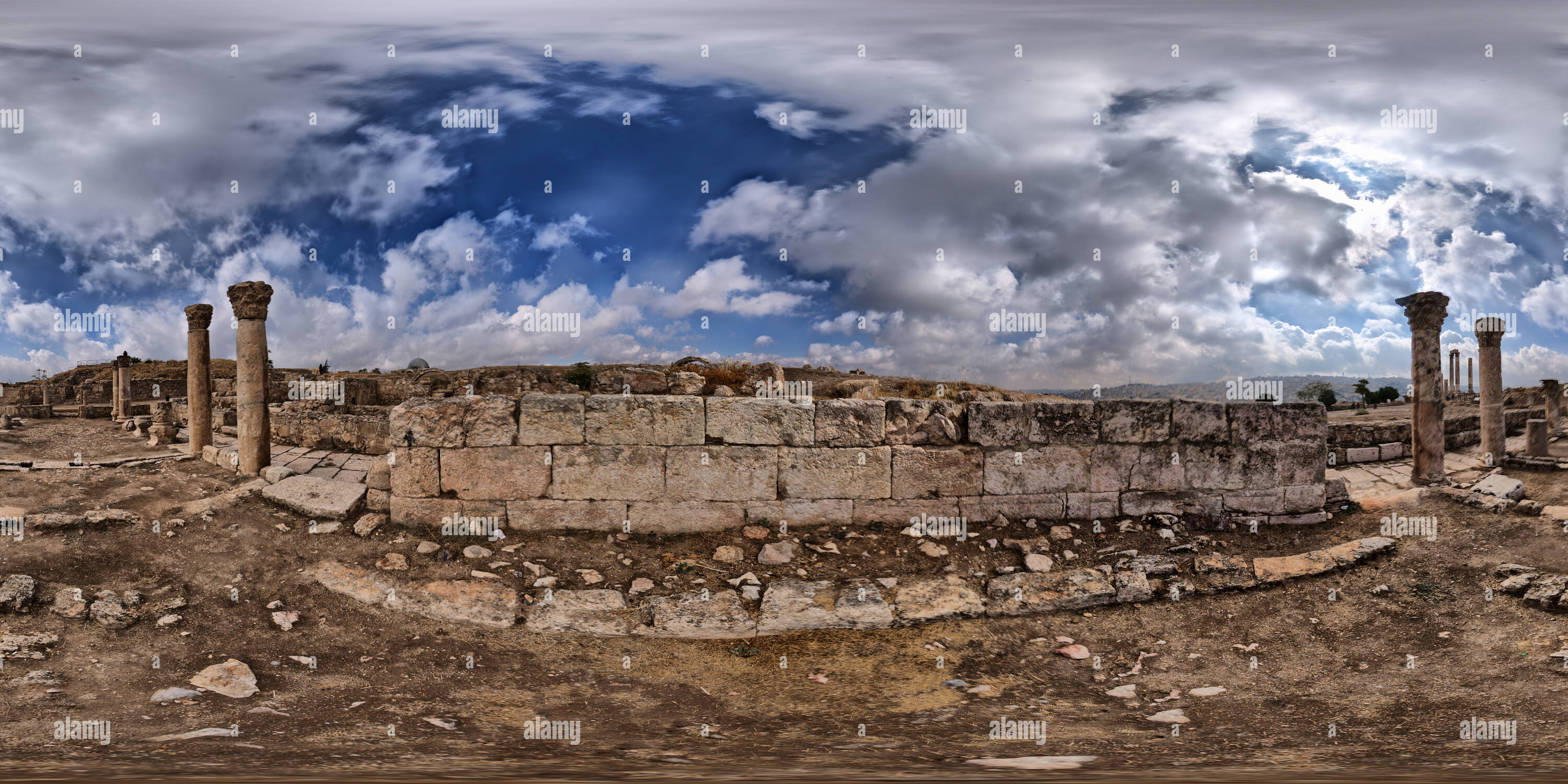 Vue panoramique à 360° de La Citadelle d'Amman Jordanie Byzantine Church