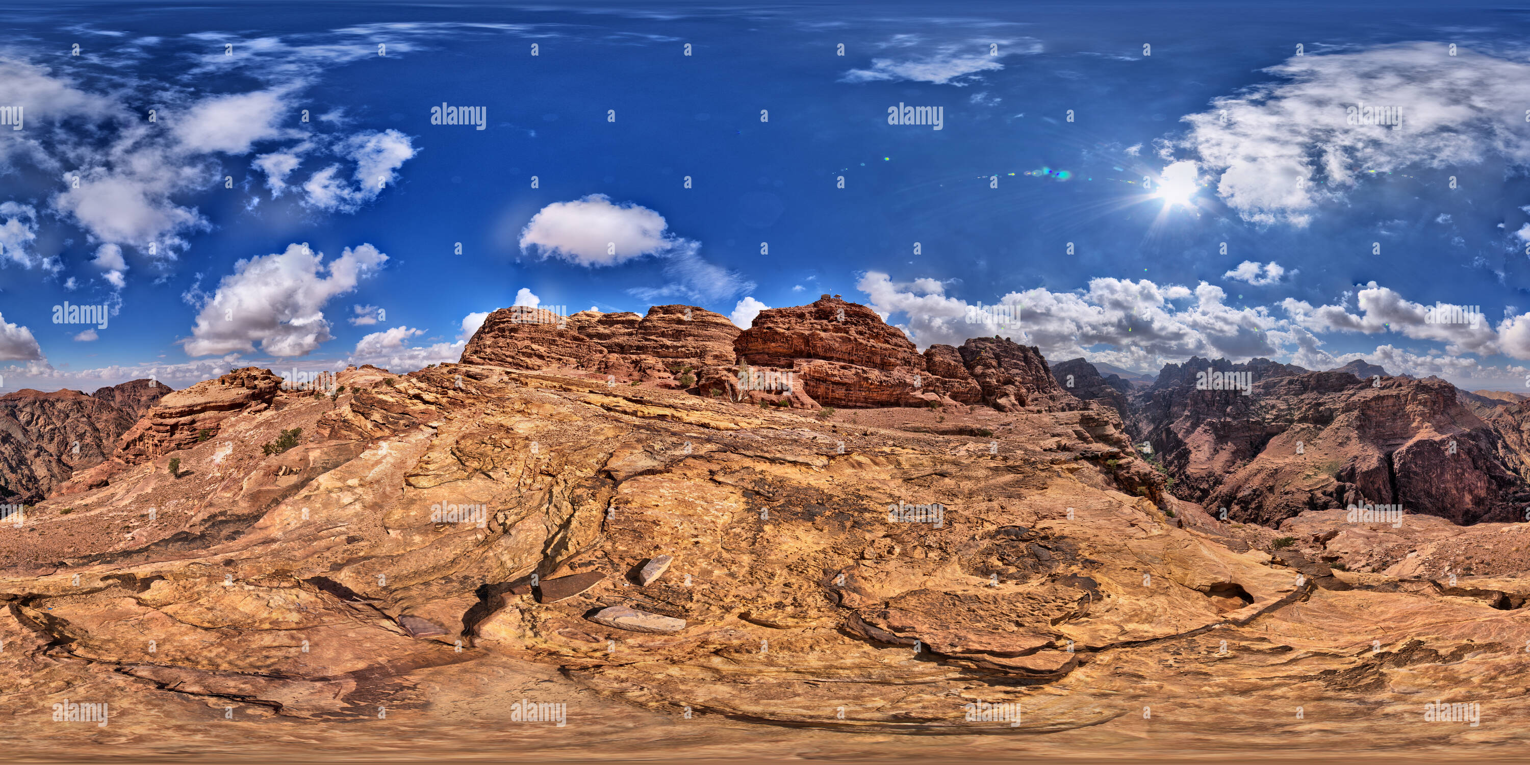 Vue panoramique à 360° de Depuis le monastère de Canyon de Wadi Musa Jordanie Petra