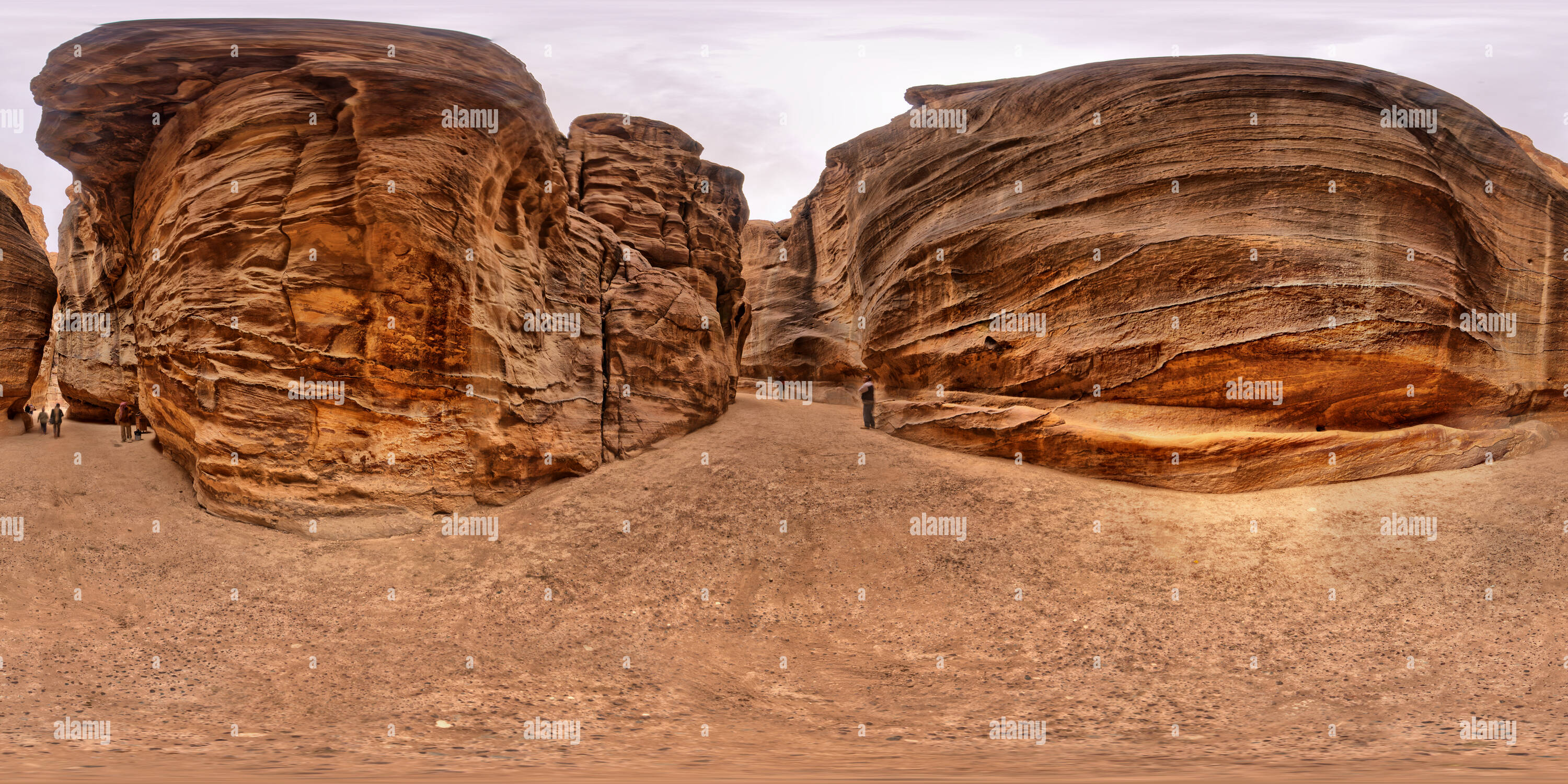 Vue panoramique à 360° de Dans les Canyons Jordanie Petra Wadi Musa
