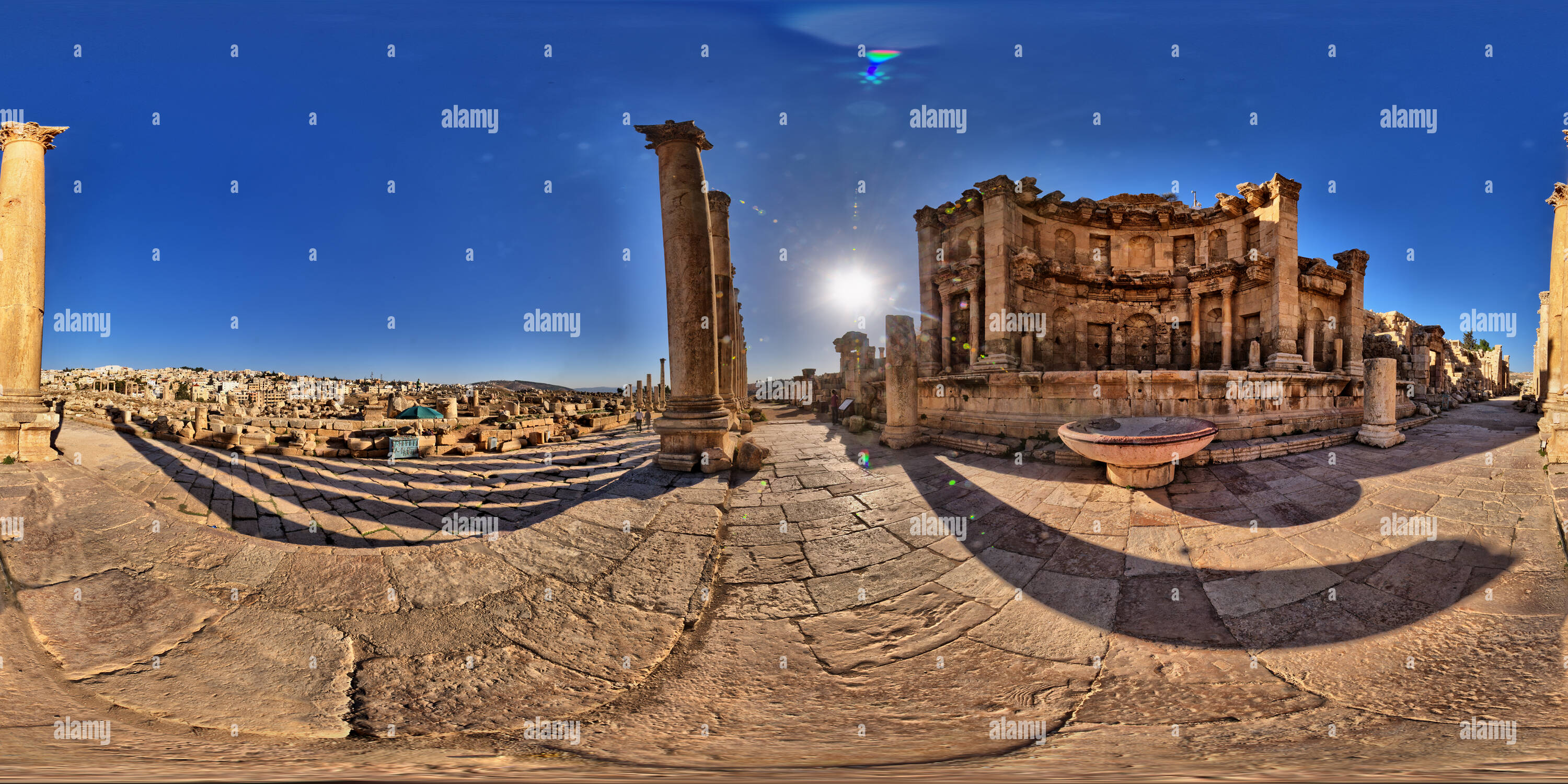 Vue panoramique à 360° de Macellum La ville romaine de Jerash, Jordanie