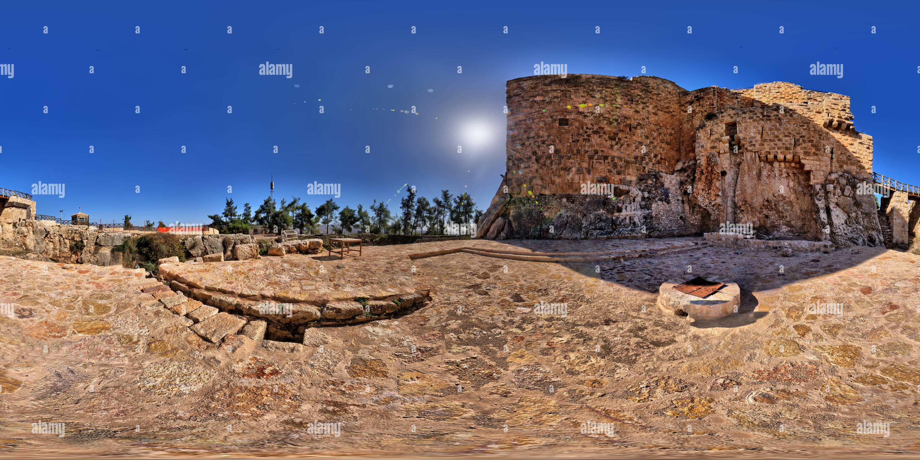 Vue panoramique à 360° de Basse-cour Ajloun Castle Jordanie