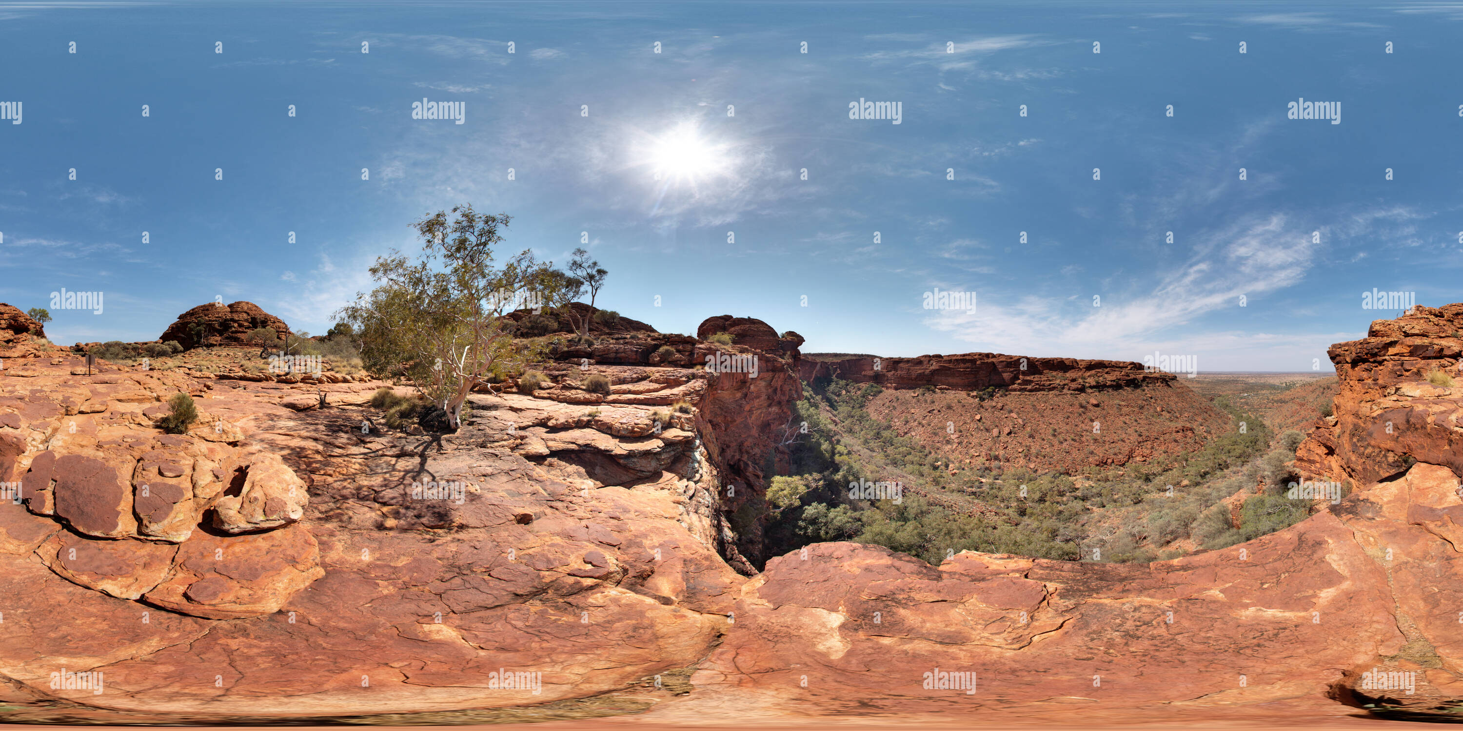 Vue panoramique à 360° de L'Australie, NT, Watarrka National Park, Kings Canyon Rim à pied, bord de la Falaise