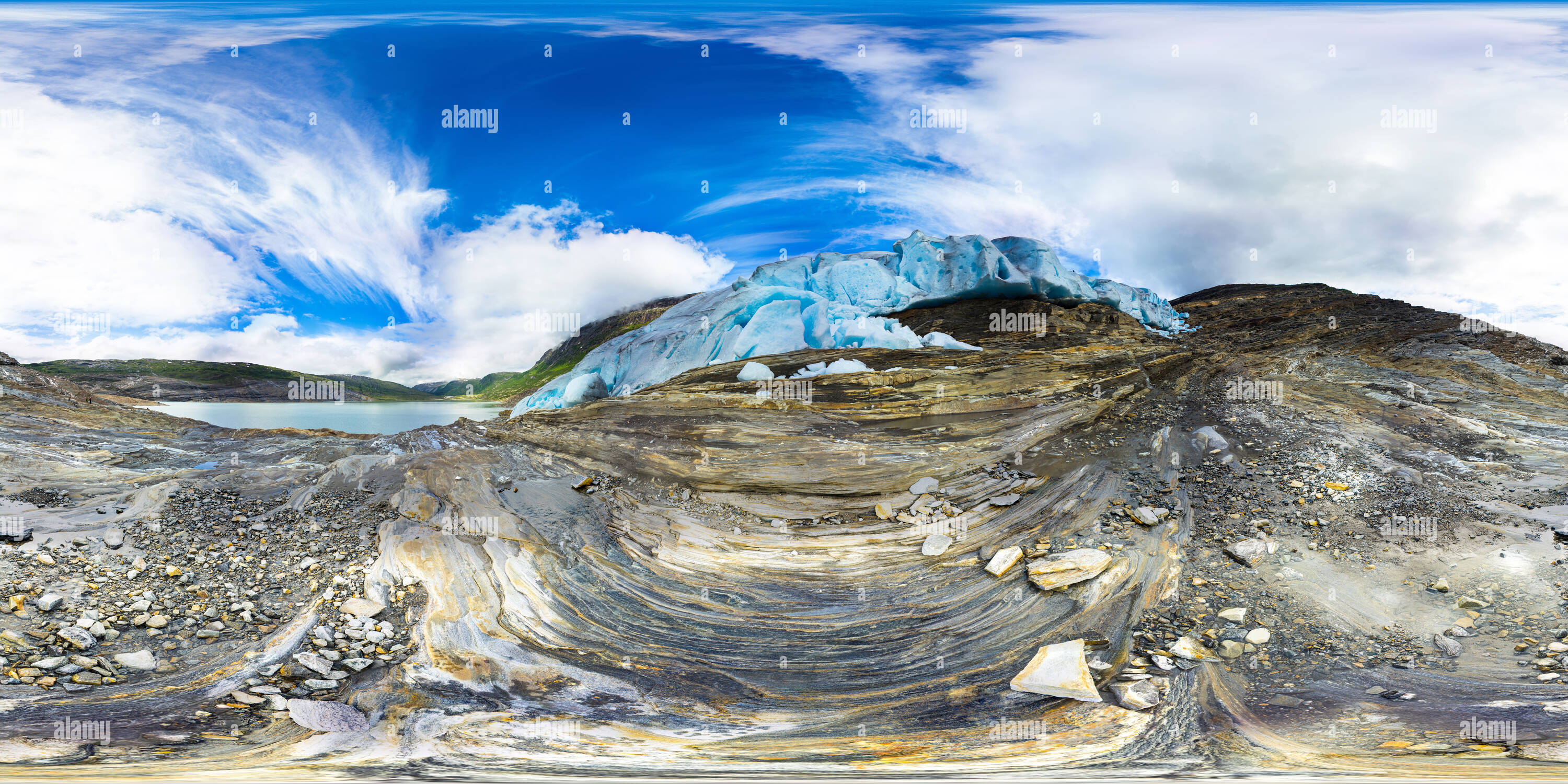 Vue panoramique à 360° de Svartisen Parc national des glaciers, la Norvège