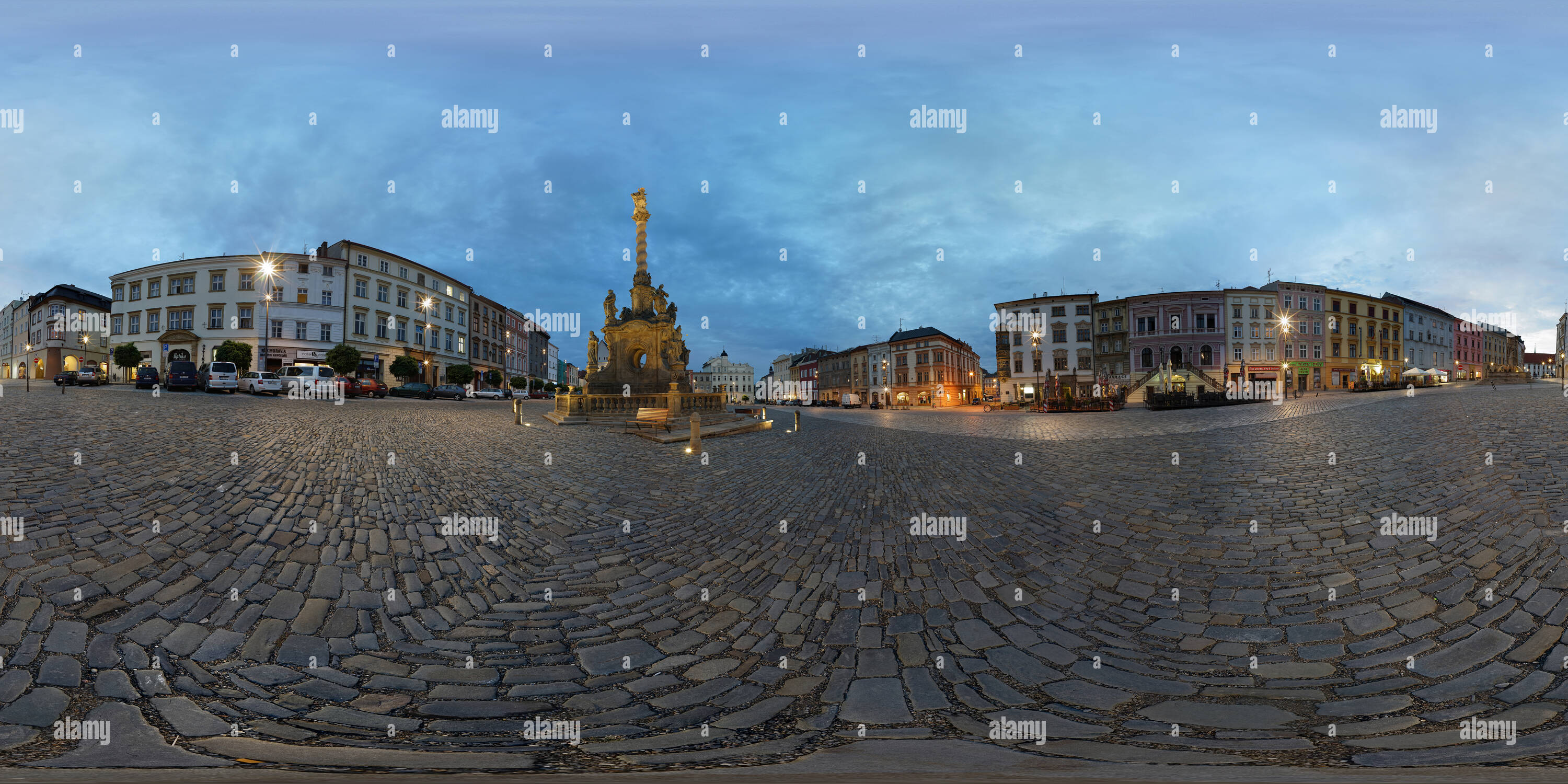Vue panoramique à 360° de Soirée dans la colonne mariale, Olomouc