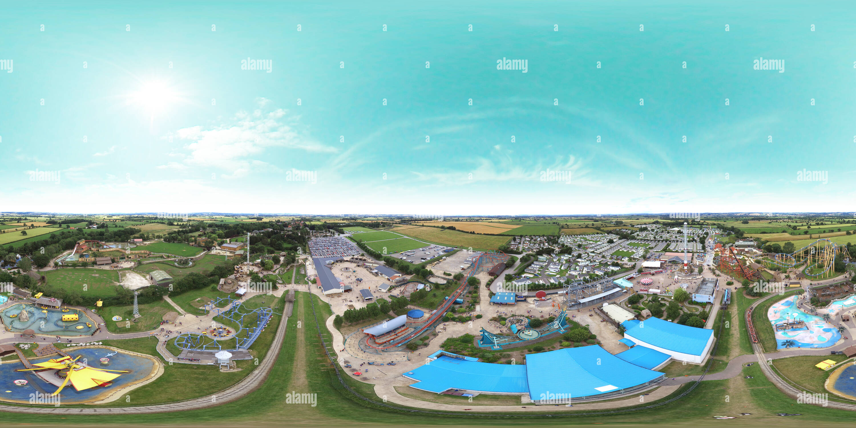 Vue panoramique à 360° de Antenne de Flamingo Land Pano