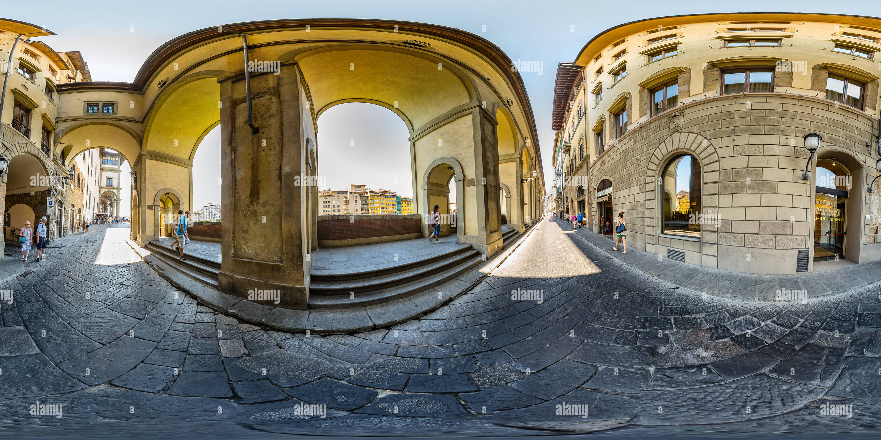 Vue panoramique à 360° de Corridor de Vasari. Florenz.