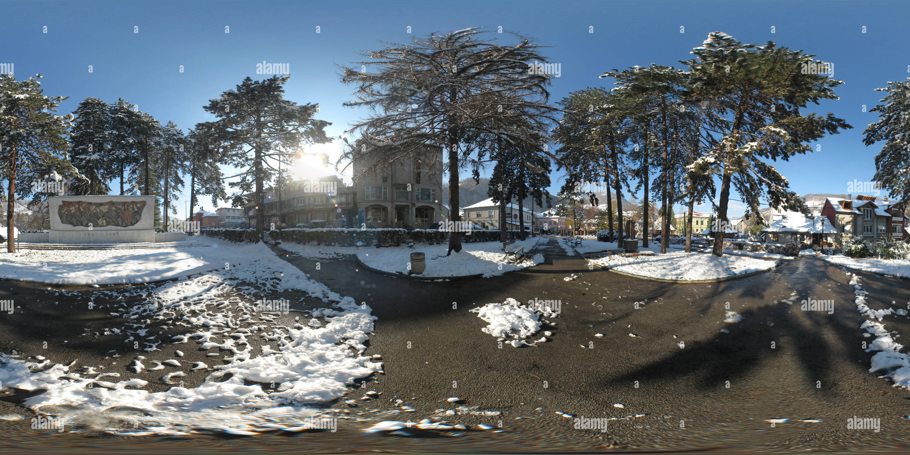 Vue panoramique à 360° de Shanghai - Memorial Park sur une claire et Jour de neige