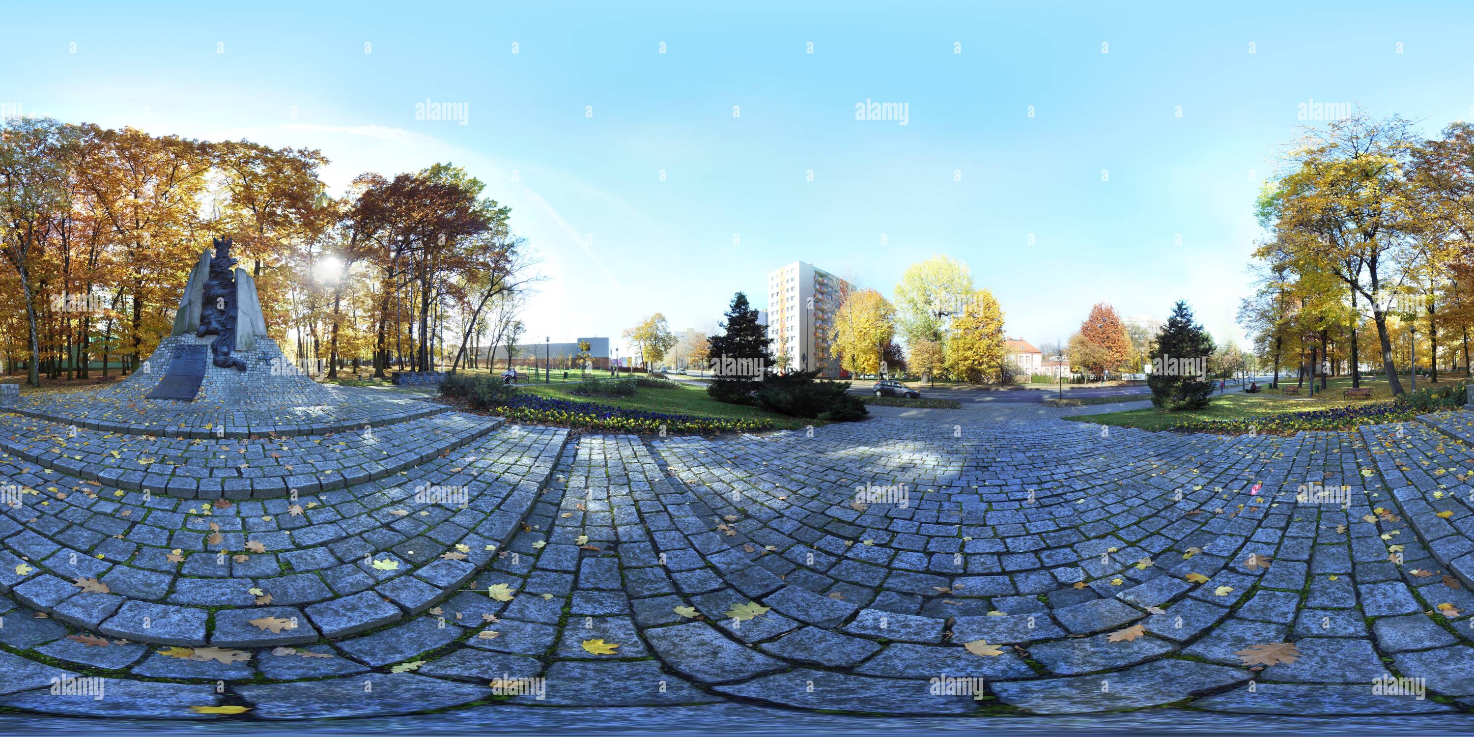 Vue panoramique à 360° de Zabrze - Monument aux héros de Monte Cassino