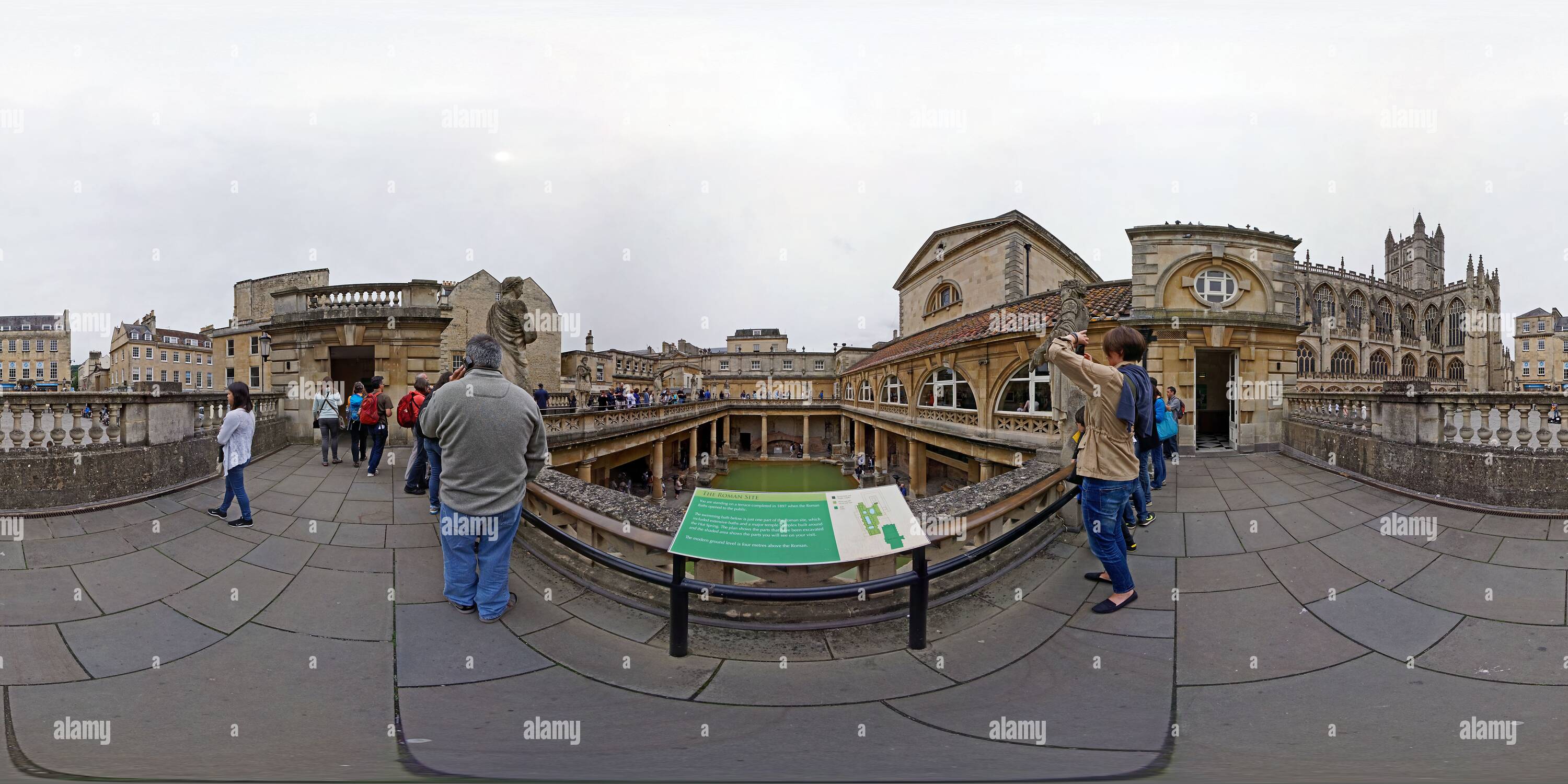 Vue panoramique à 360° de Baignoire, Aquae Sulis, bain romain, vue 1