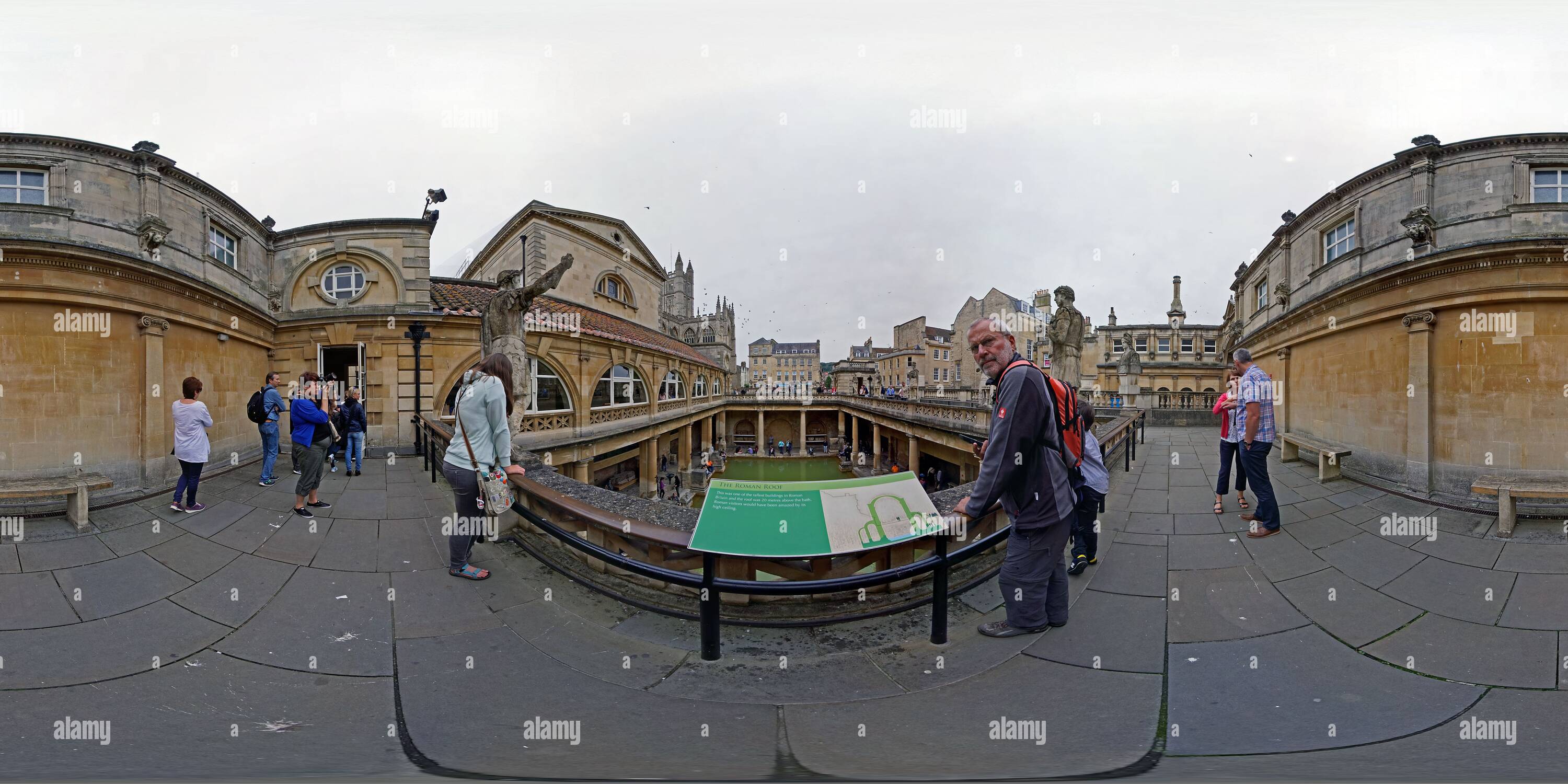 Vue panoramique à 360° de Baignoire, Aquae Sulis, bain romain, vue 3