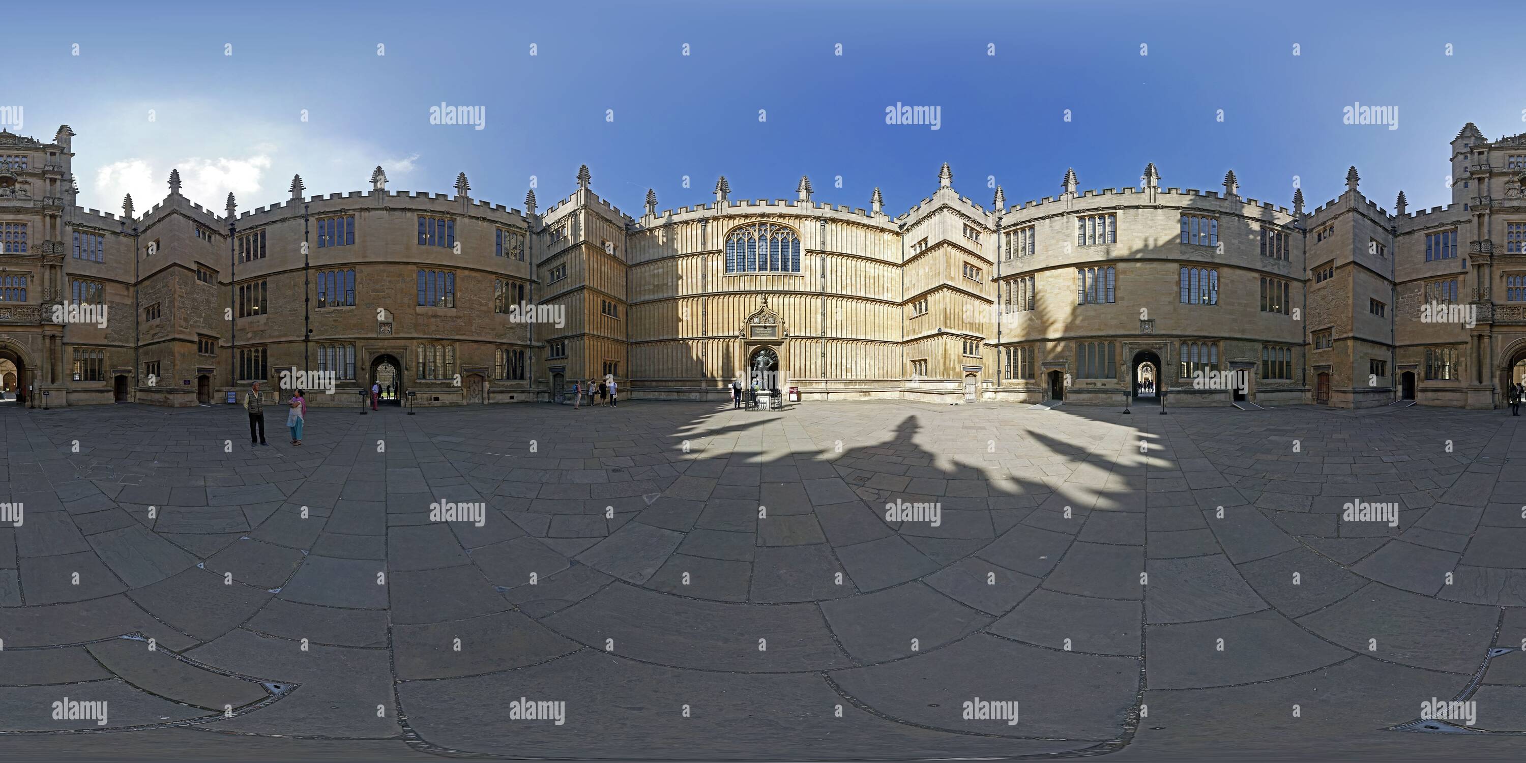 Vue panoramique à 360° de Oxford, Bodleian Library, ancien anciennes écoles Quad