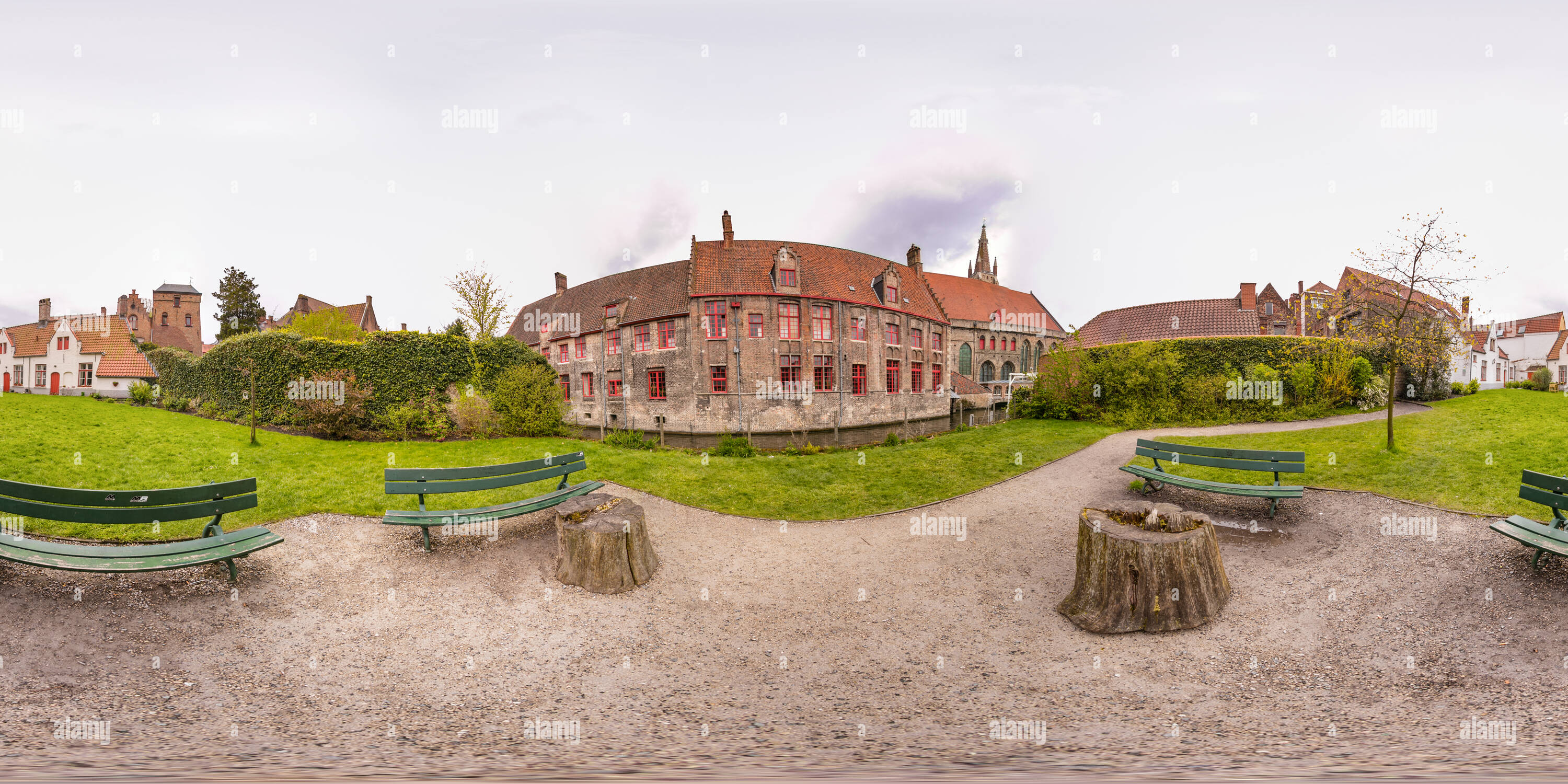 Vue panoramique à 360° de L'Hôpital de Saint John's. Brugge.