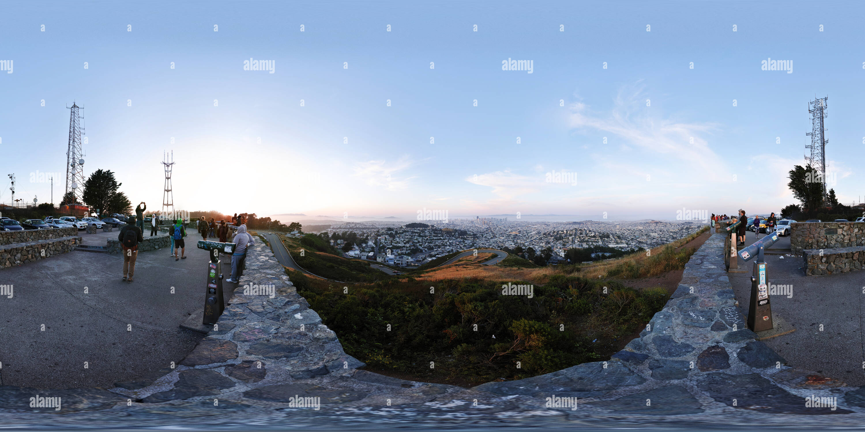 Vue panoramique à 360° de Coucher du soleil à la Twin Peaks