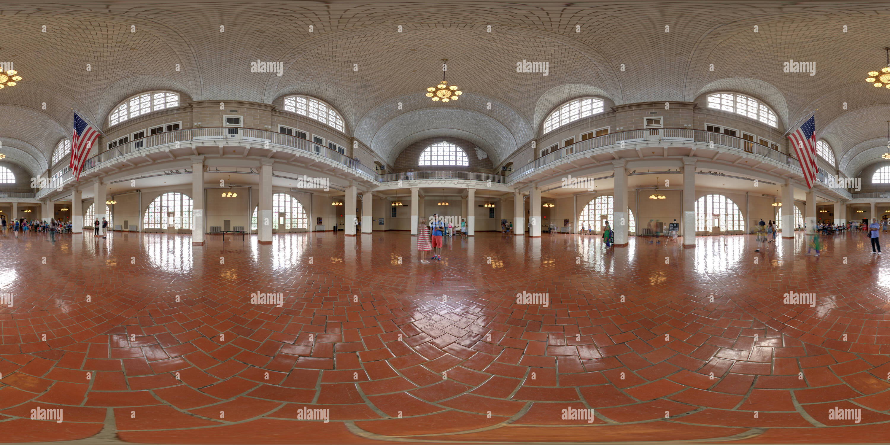 Vue panoramique à 360° de Ellis Island Chambre d'enregistrement
