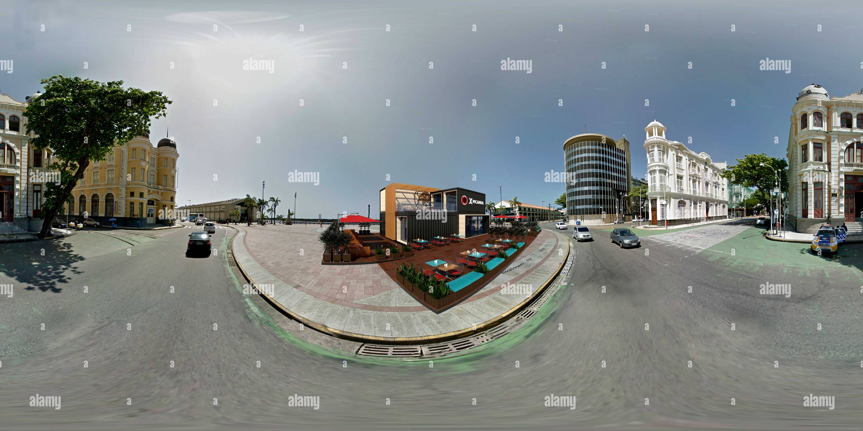 Vue panoramique à 360° de X-Picanha. Conteneur modulaire.