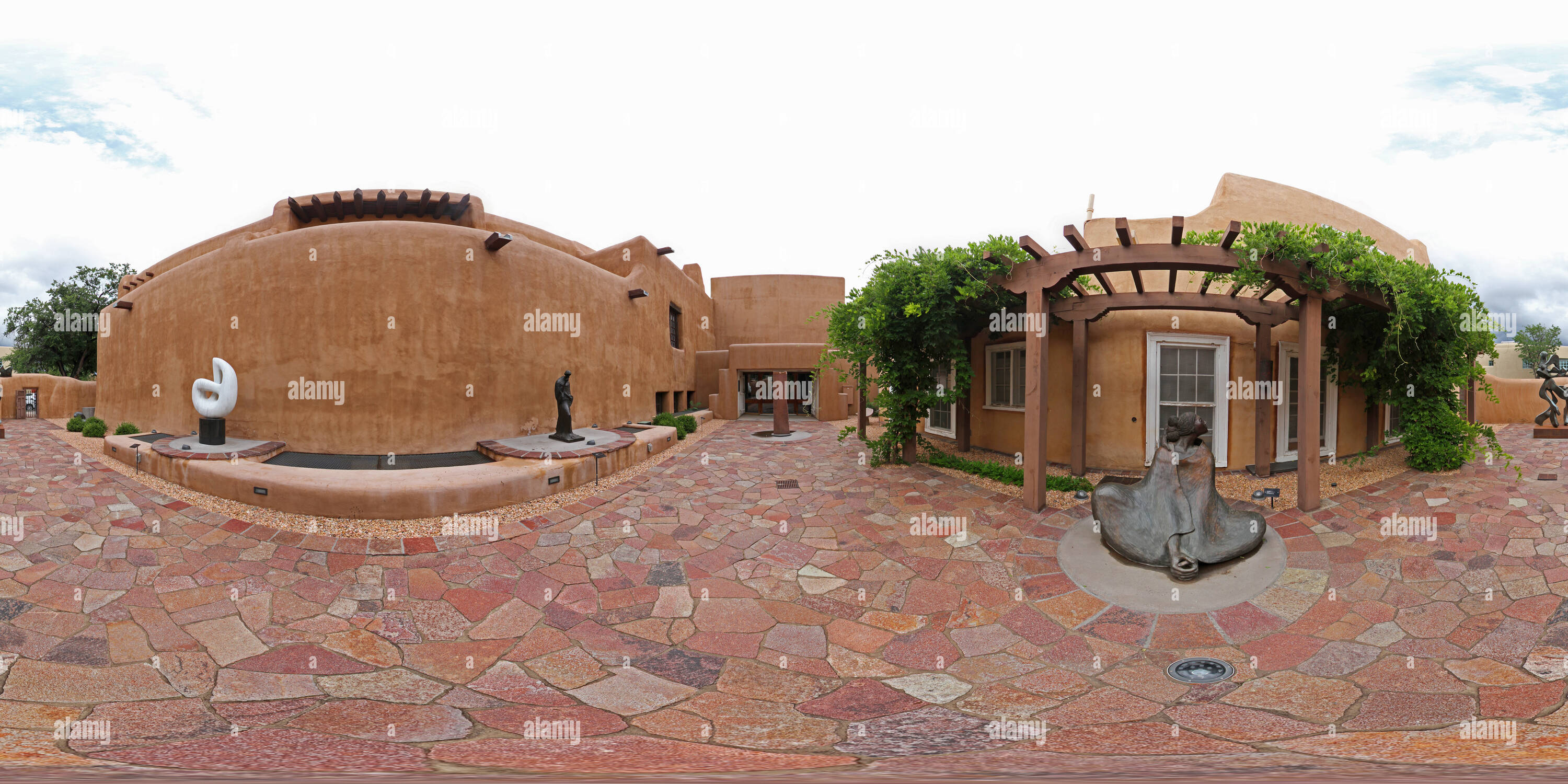 Vue panoramique à 360° de En dehors de la galerie Adobe New Mexico Museum of Art, Santa Fe