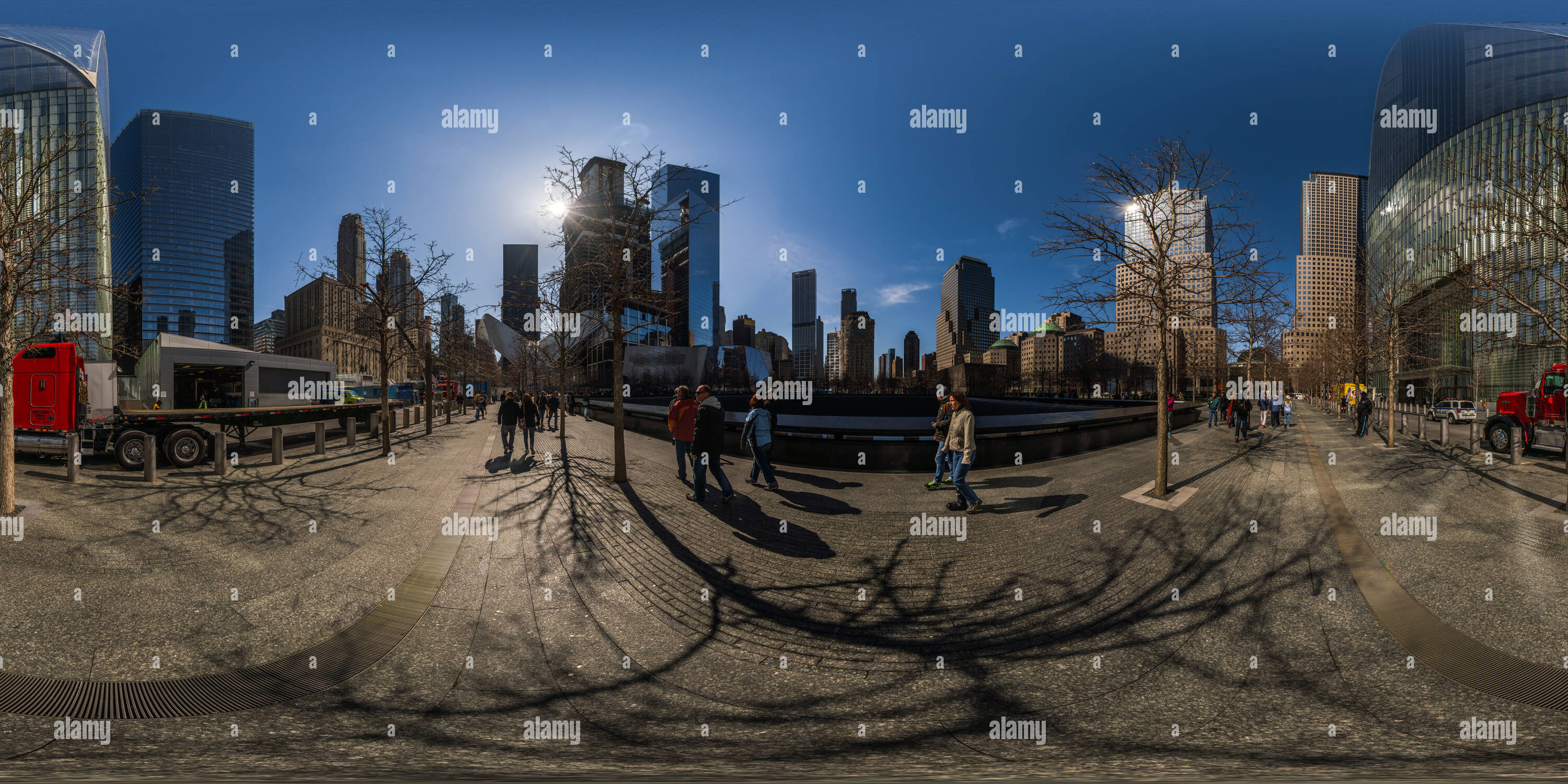 Vue panoramique à 360° de Ground Zero, 9/11 Memorial, Nord Pool 4, New York