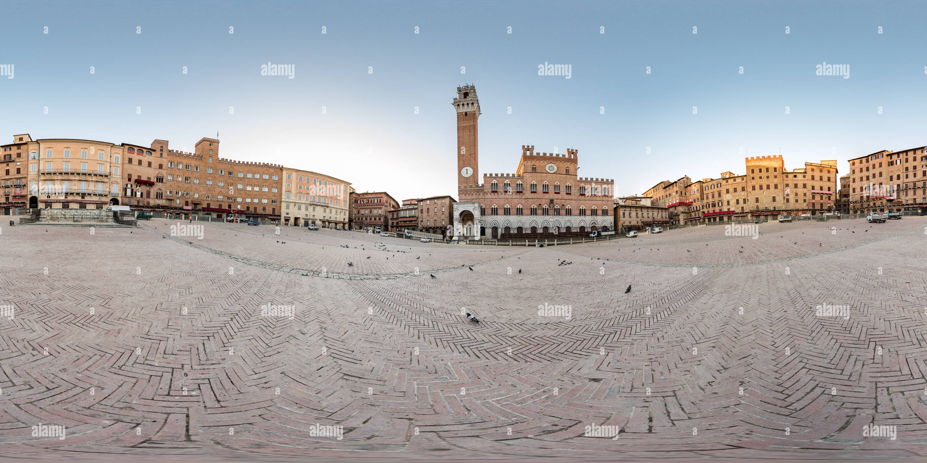 Vue panoramique à 360° de La Piazza del Campo. Sienne.
