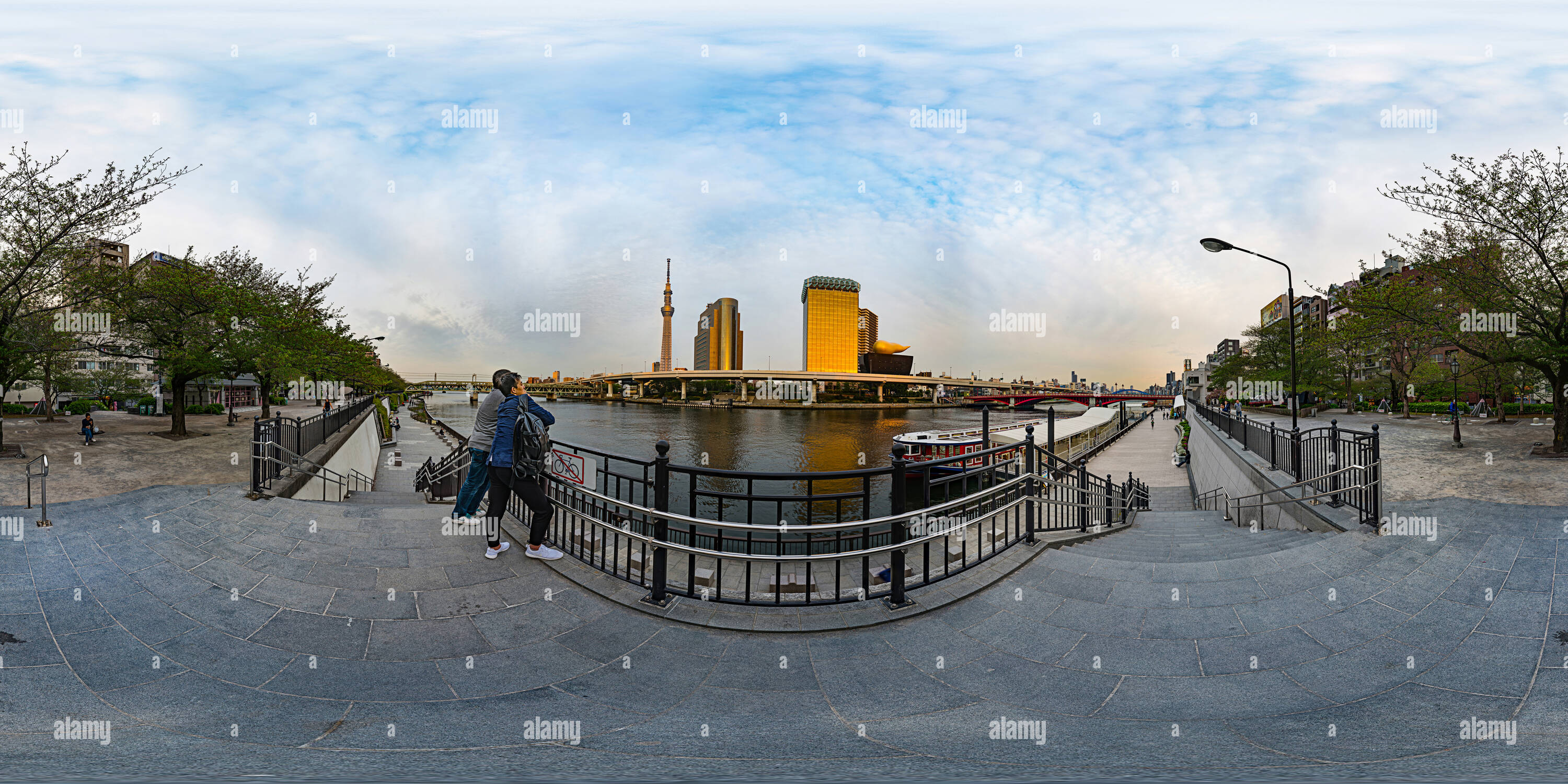 Vue panoramique à 360° de La rivière Sumida Tokyo