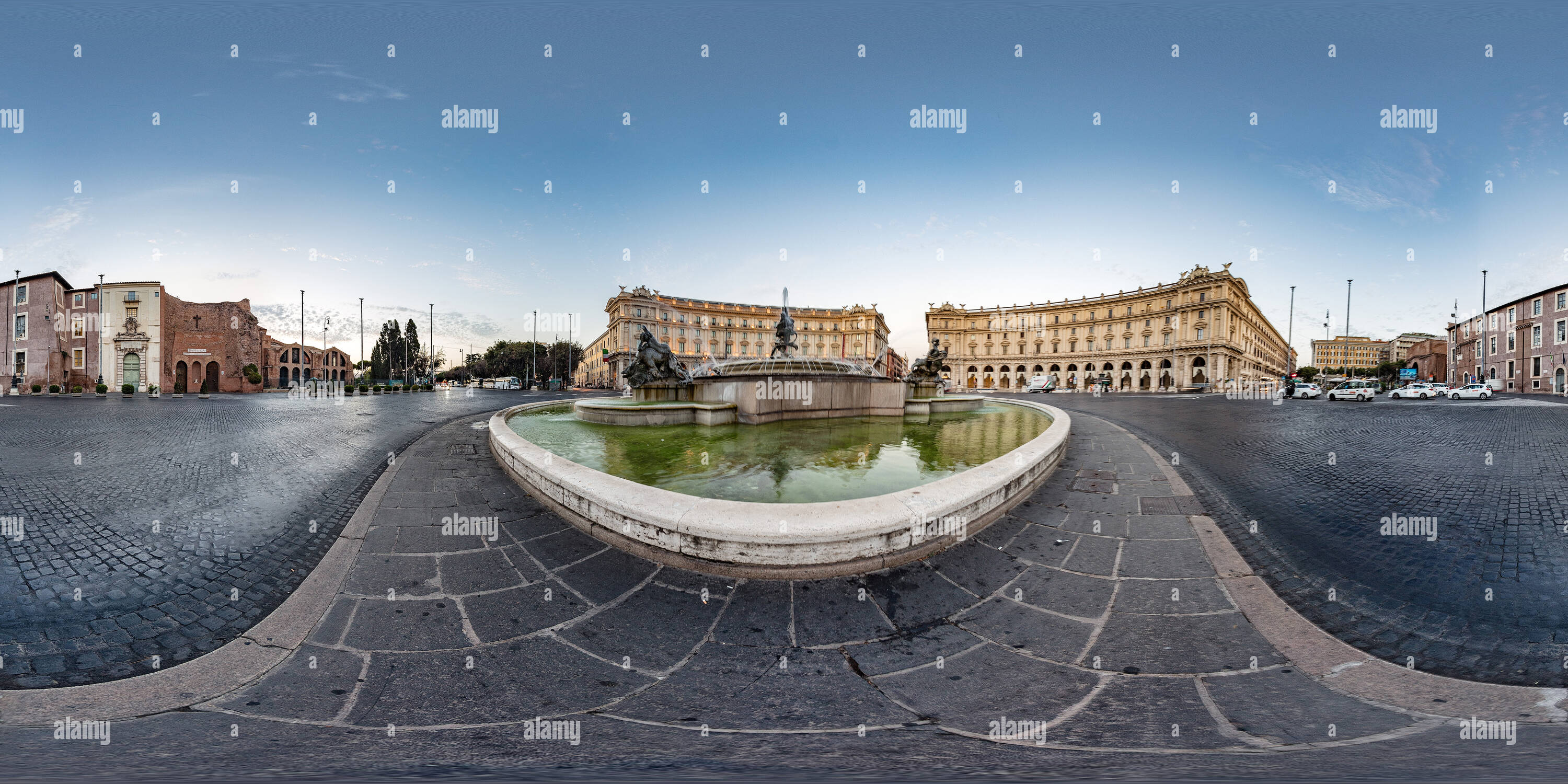 Vue panoramique à 360° de Piazza della Repubblica. Rom.