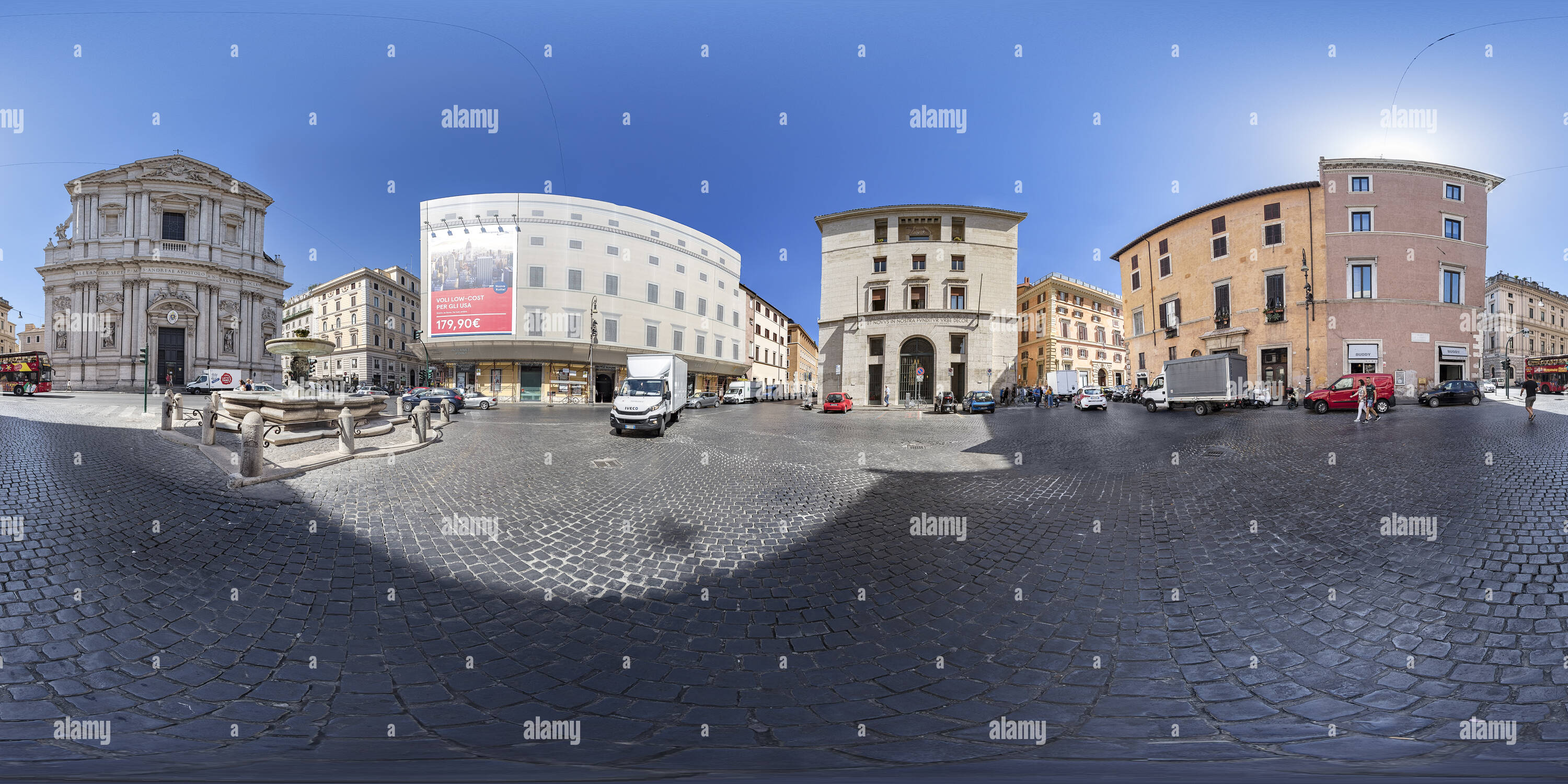 Vue panoramique à 360° de Piazza di S. Andrea della Valle. Rom.