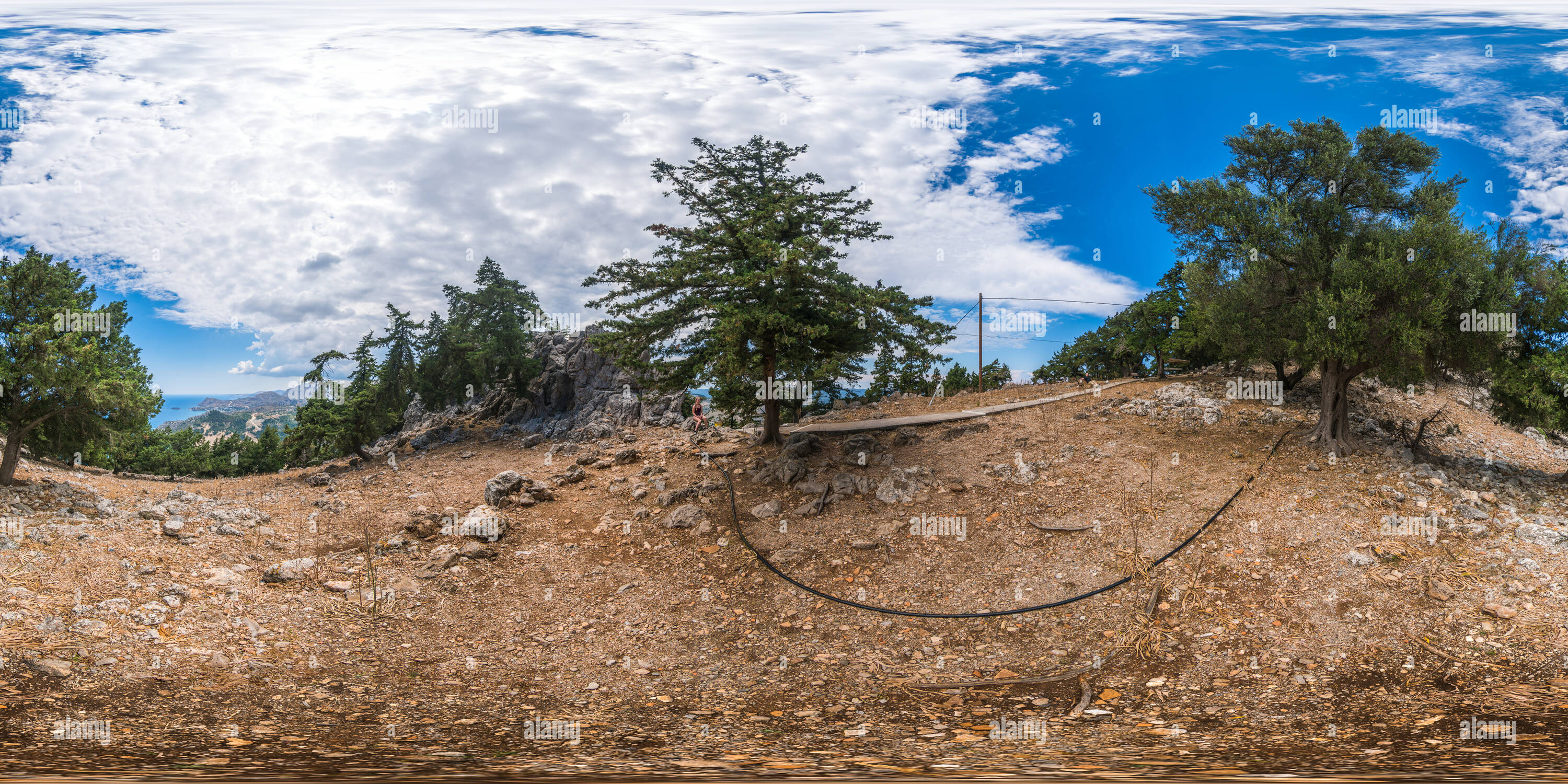 Vue panoramique à 360° de La façon de Tsambika Rhodes, Église