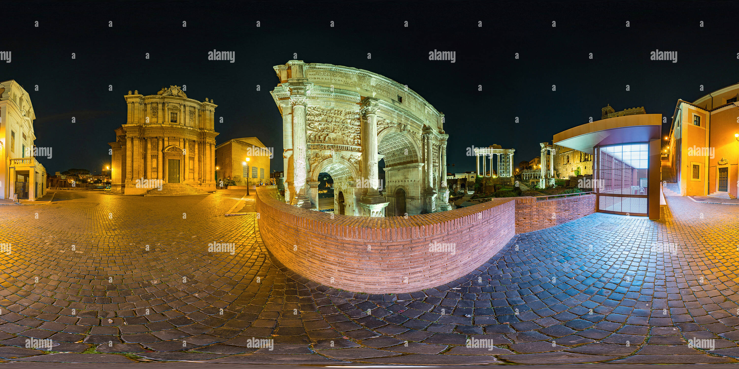 Vue panoramique à 360° de Forum de César par nuit