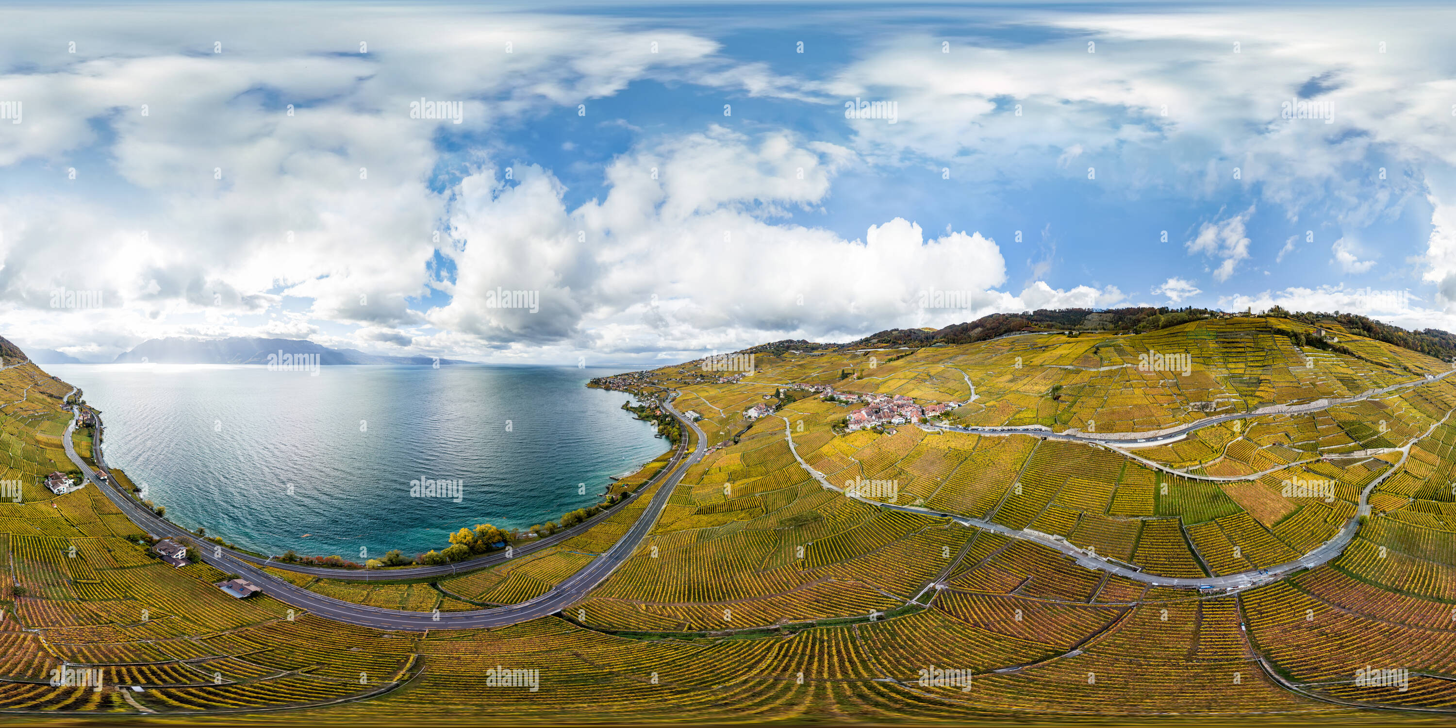 Vue à 360° de Terrasses de Lavaux 20 Gigapixel Skyline Panorama 360 - Alamy