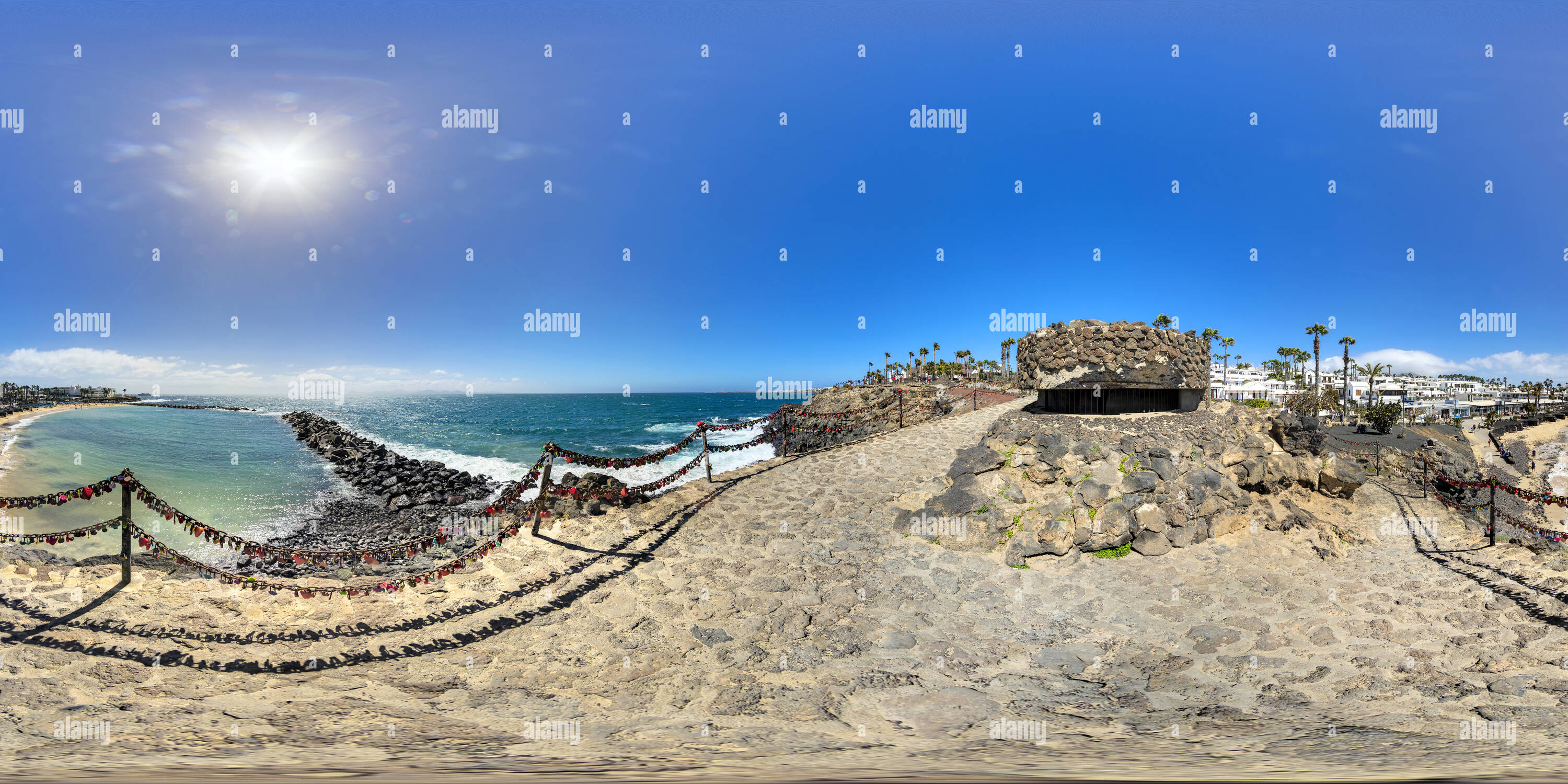 Vue panoramique à 360° de Canaries Lanzarote Playa Blanca Beach Playa Flamingo