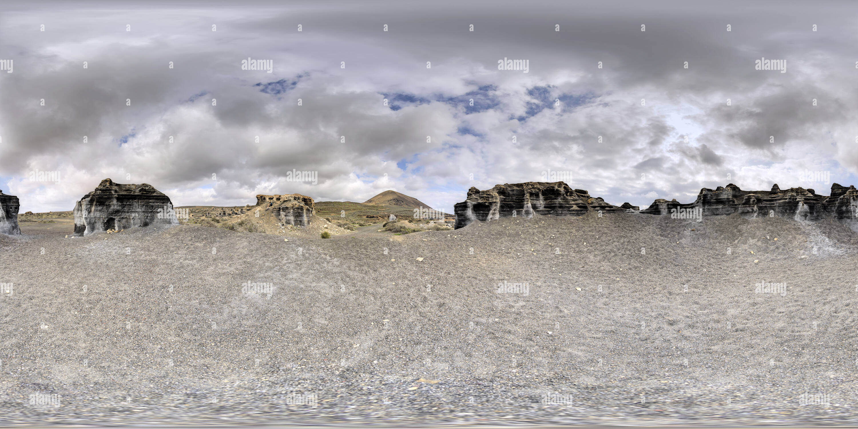 Vue panoramique à 360° de Canaries Lanzarote El Mojon Teseguite zones minières de cendres volcaniques 1