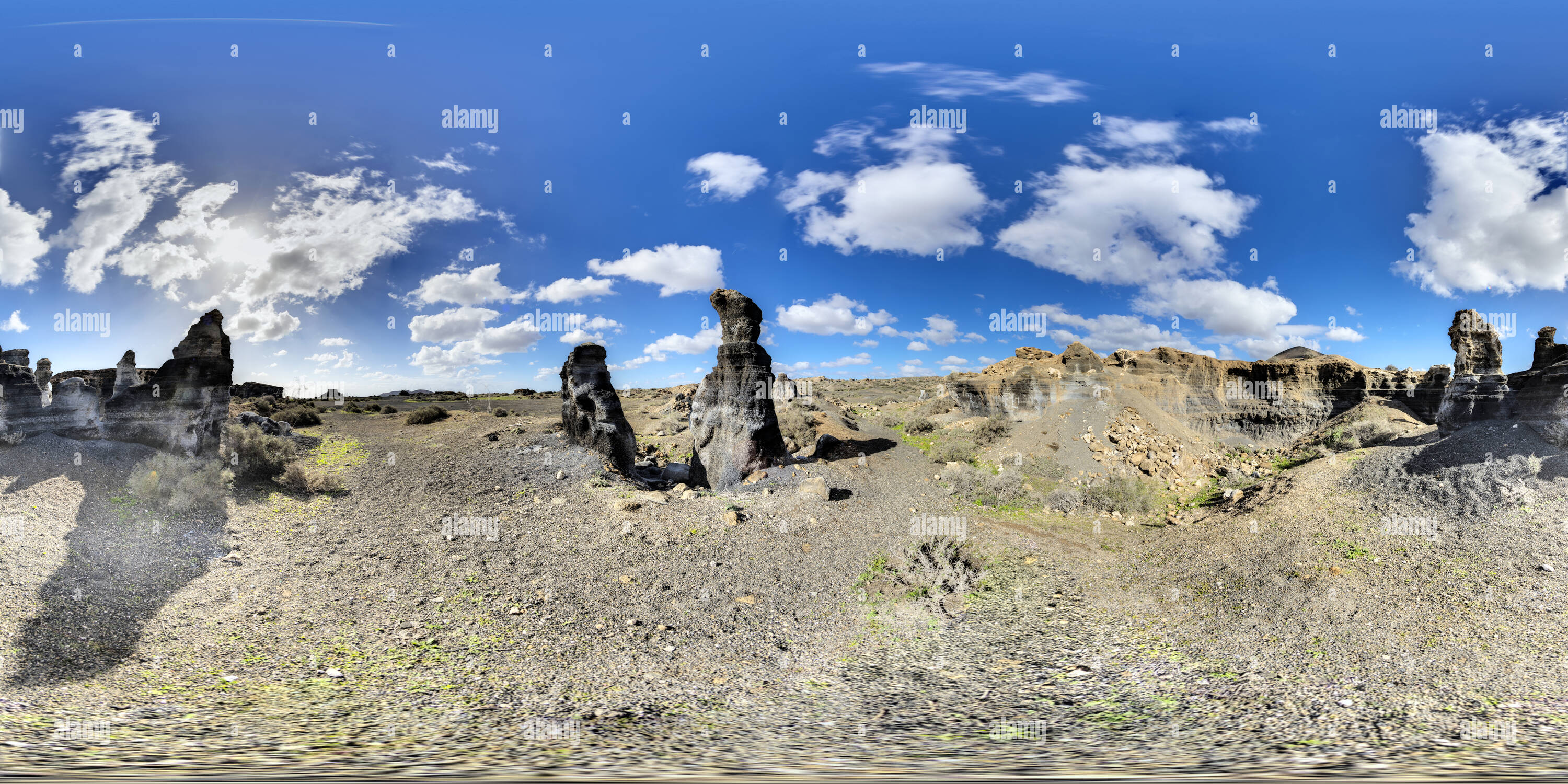 Vue panoramique à 360° de Canaries Lanzarote El Mojon Teseguite zones minières de cendres volcaniques 2