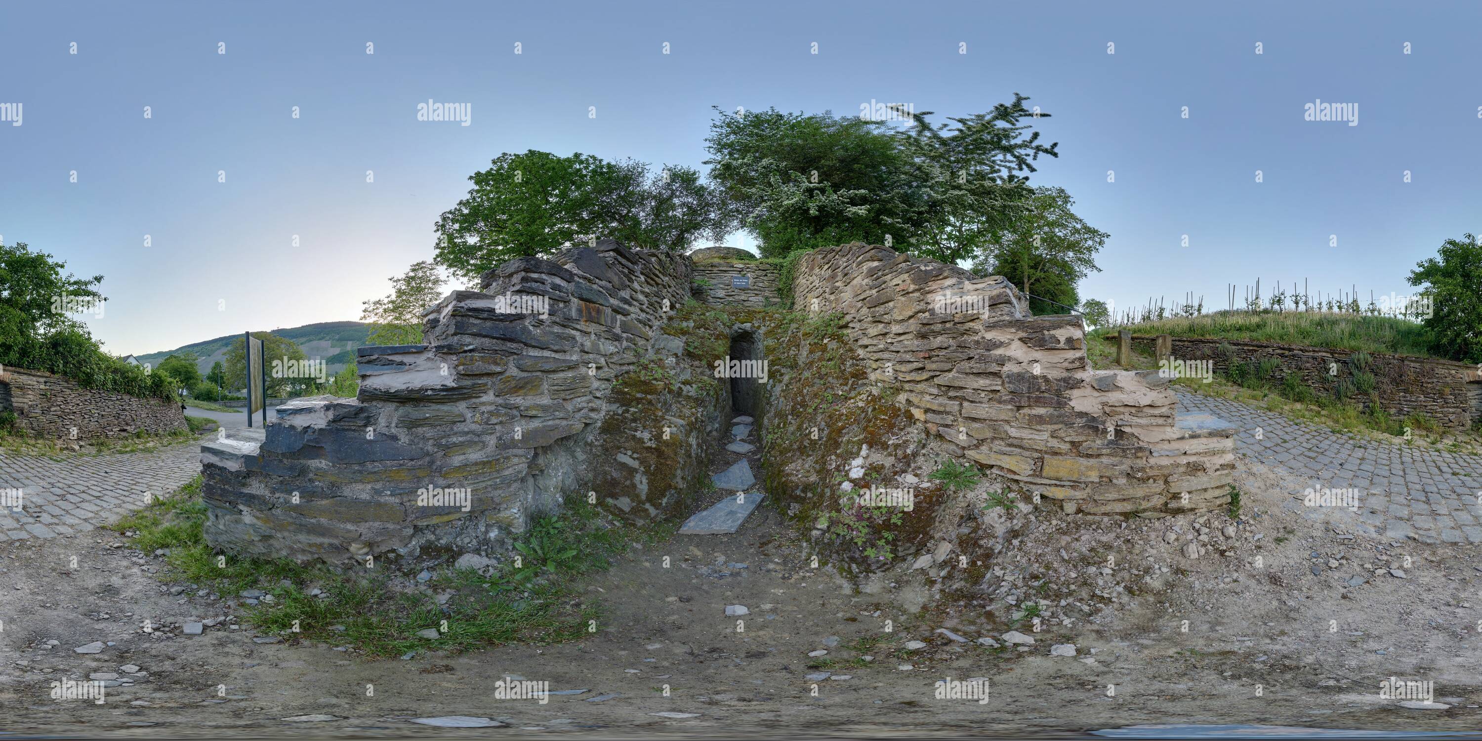 Vue panoramique à 360° de Tuyau d'eau romaine antique dans Poelich (Allemagne)