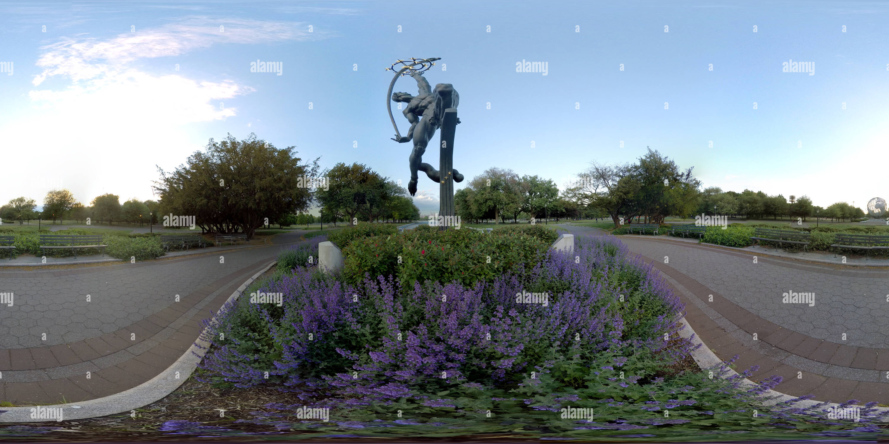 Vue panoramique à 360° de Worlds Fair Park lance-roquettes Statue