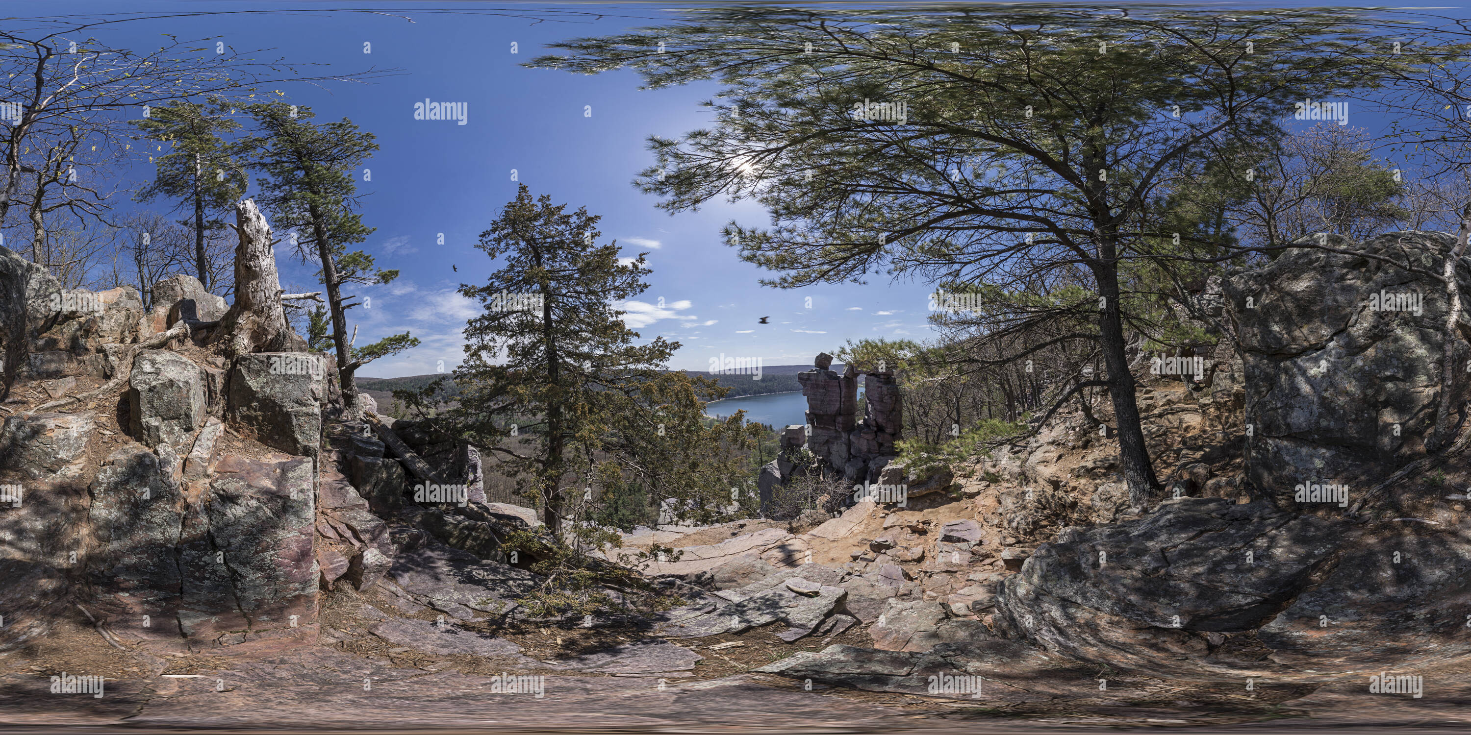 Vue panoramique à 360° de La porte du diable, Devil's Lake State Park, Wisconsin