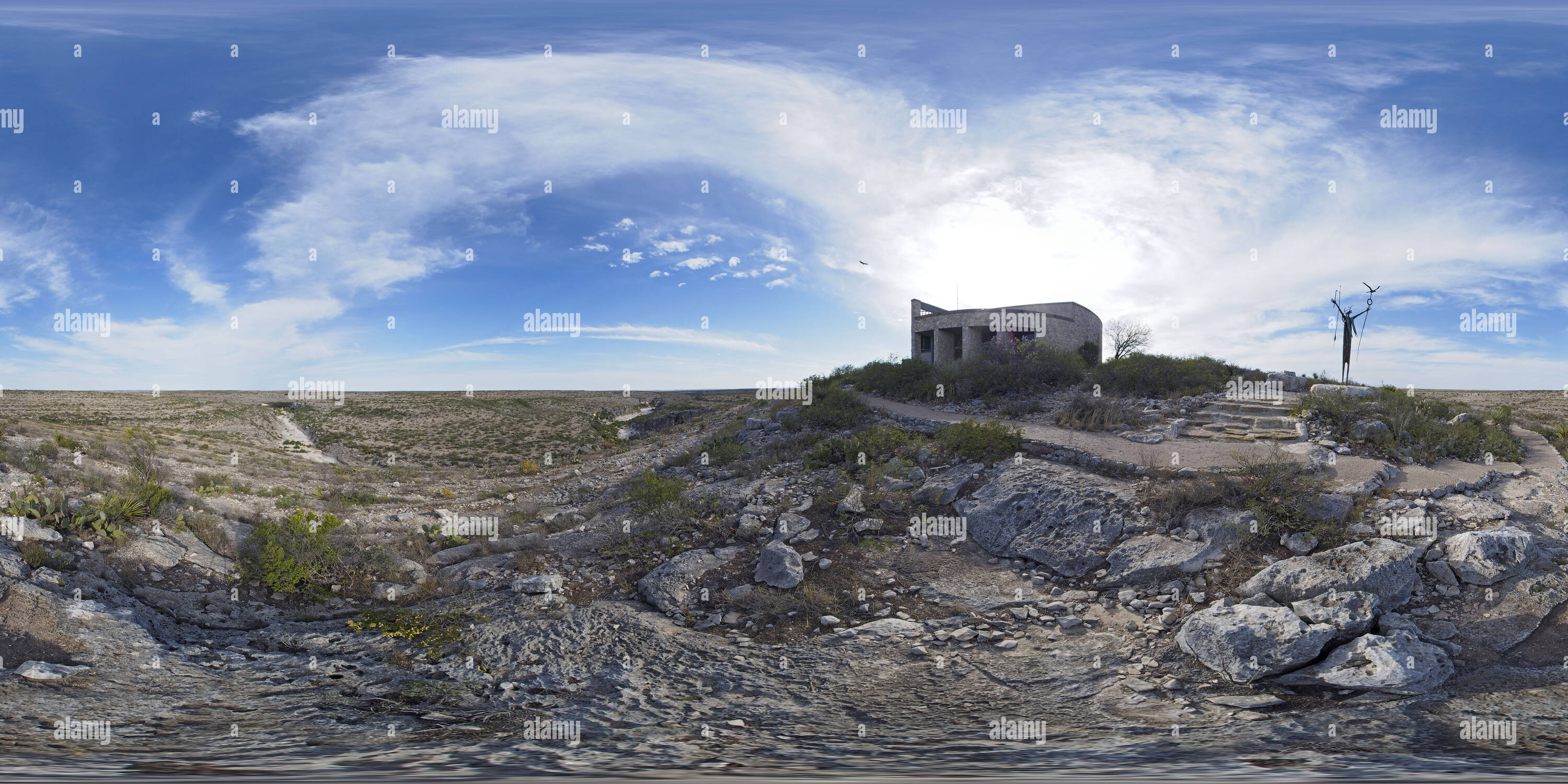 Vue panoramique à 360° de Centre d'accueil et donnent sur à Seminole Canyon State Park