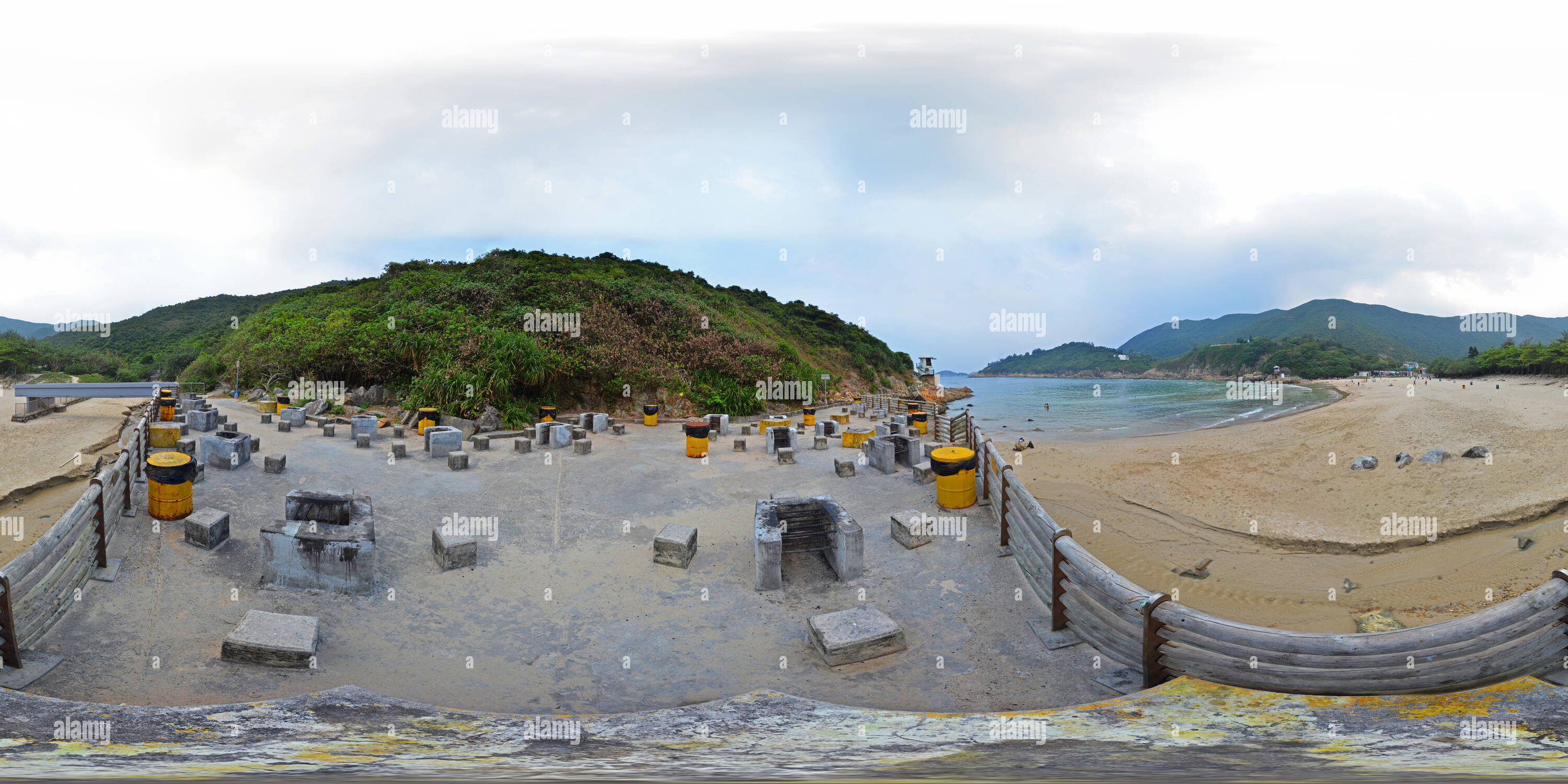 Vue panoramique à 360° de Big Wave Bay Beach, l'île de Hong Kong