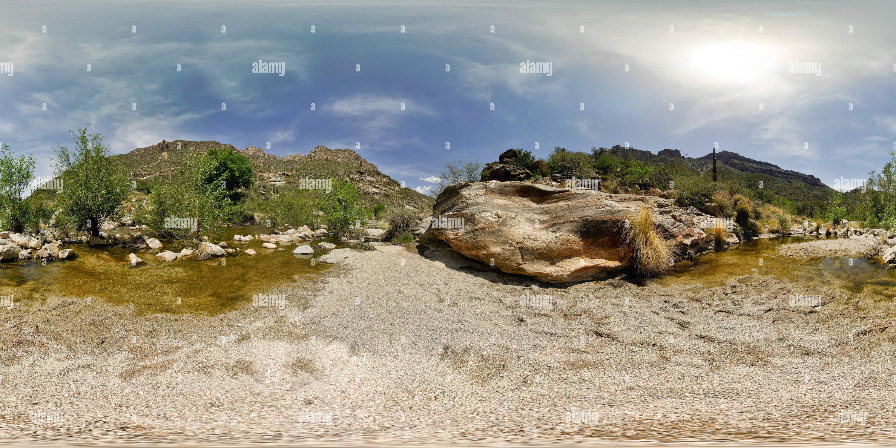 Vue panoramique à 360° de Sabino Creek, Sabino Canyon, Tucson