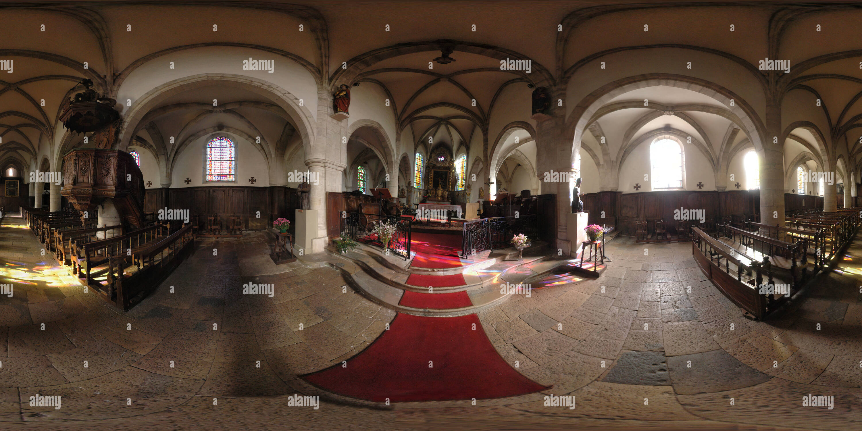 Vue panoramique à 360° de Église de Mouthier-Haute-Pierre (Doubs, France)