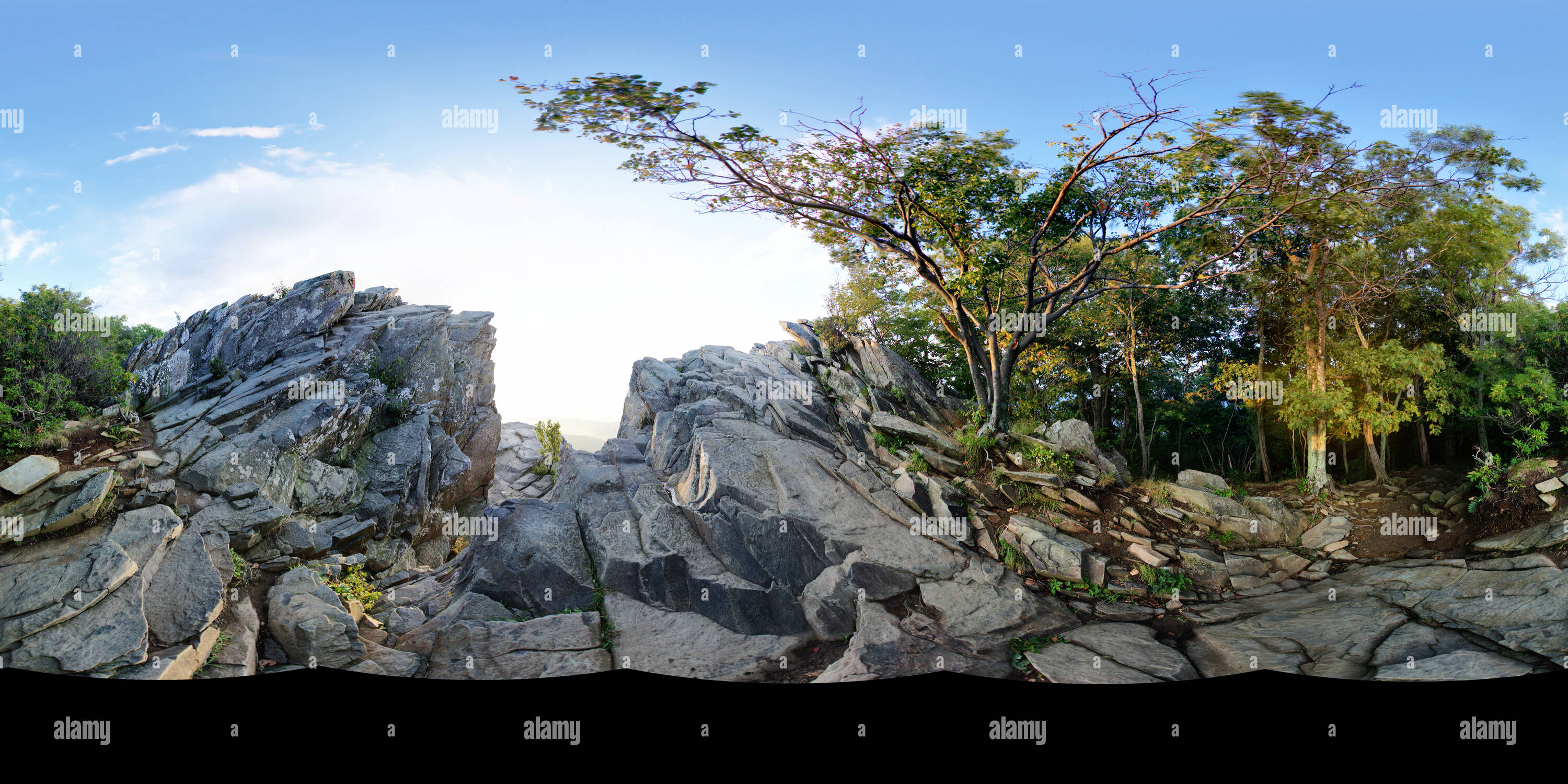 Vue panoramique à 360° de L'approche Rock à bosse