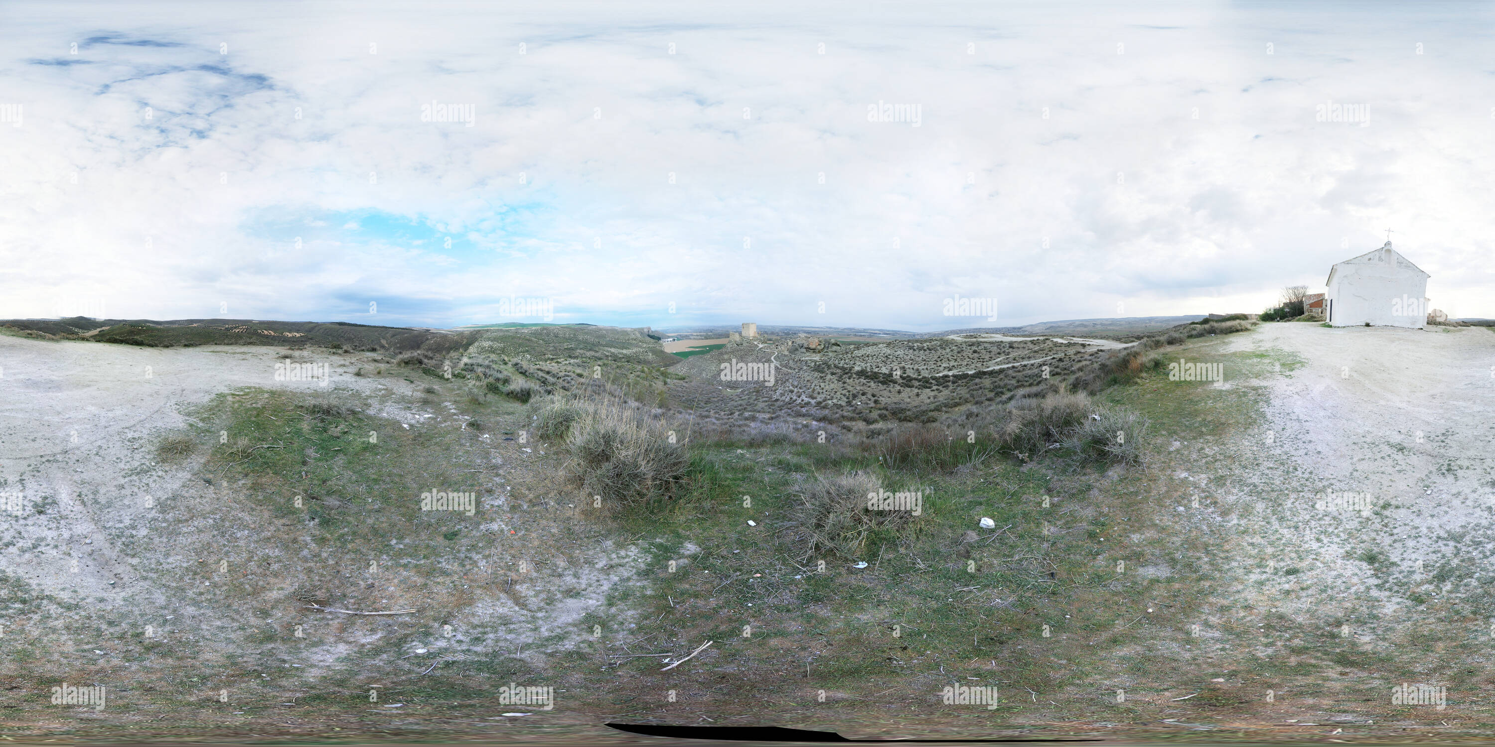 Vue panoramique à 360° de Despoblado y Castillo de Oreja (Toledo)