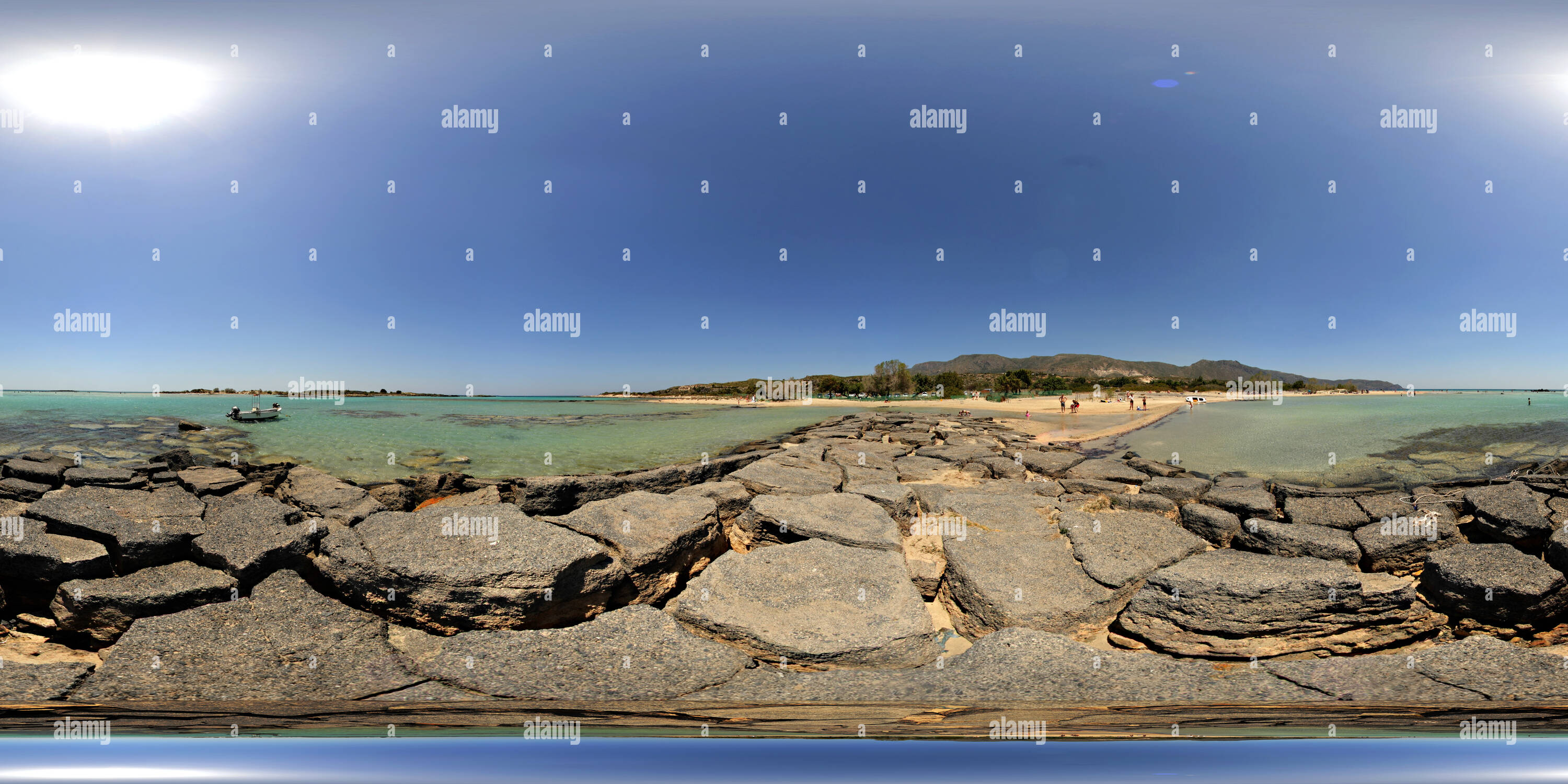 Vue panoramique à 360° de Sur les rochers à Elafonisis beach