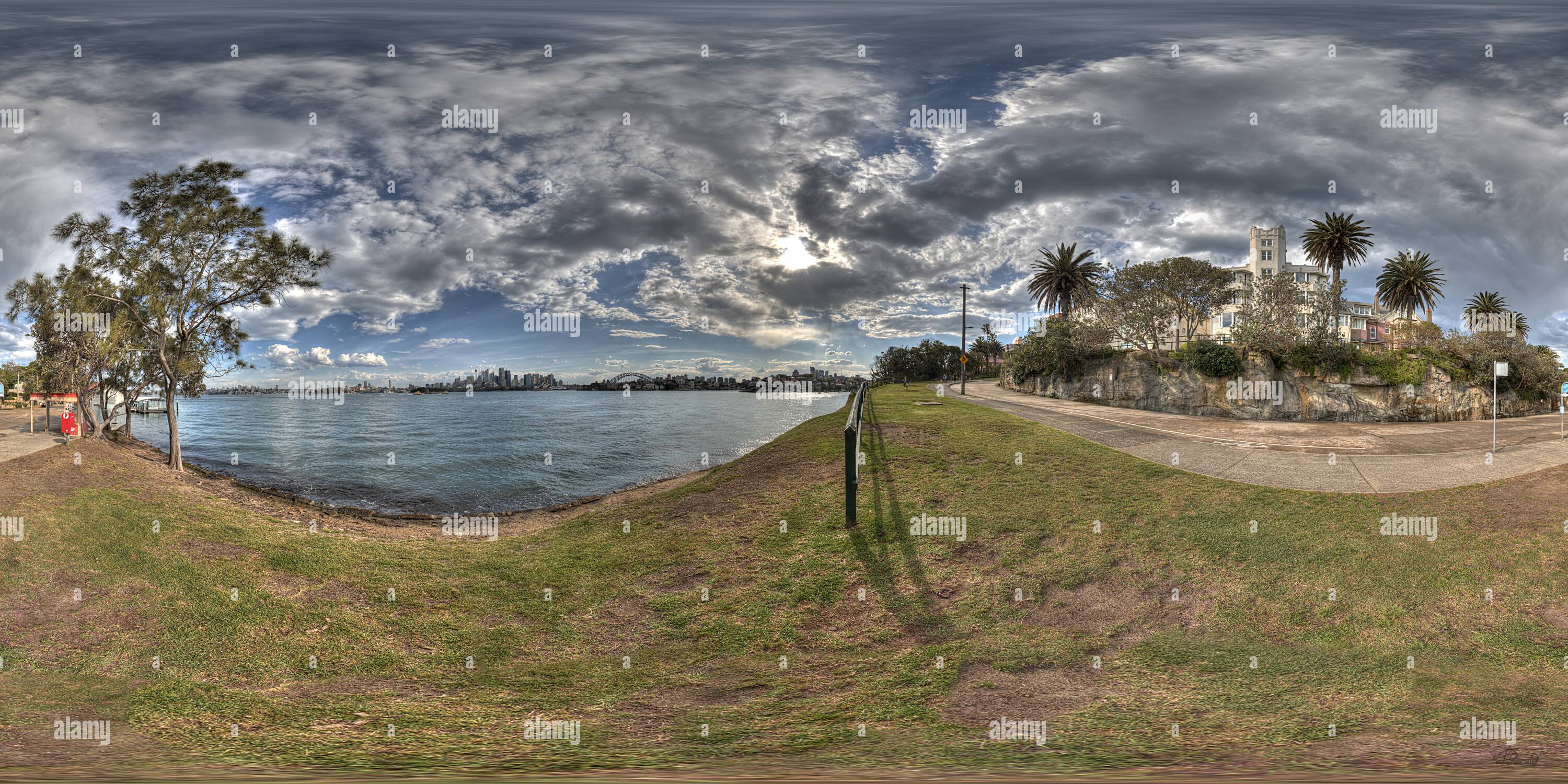 Vue panoramique à 360° de Vue sur le port de Sydney à Cremorne Point