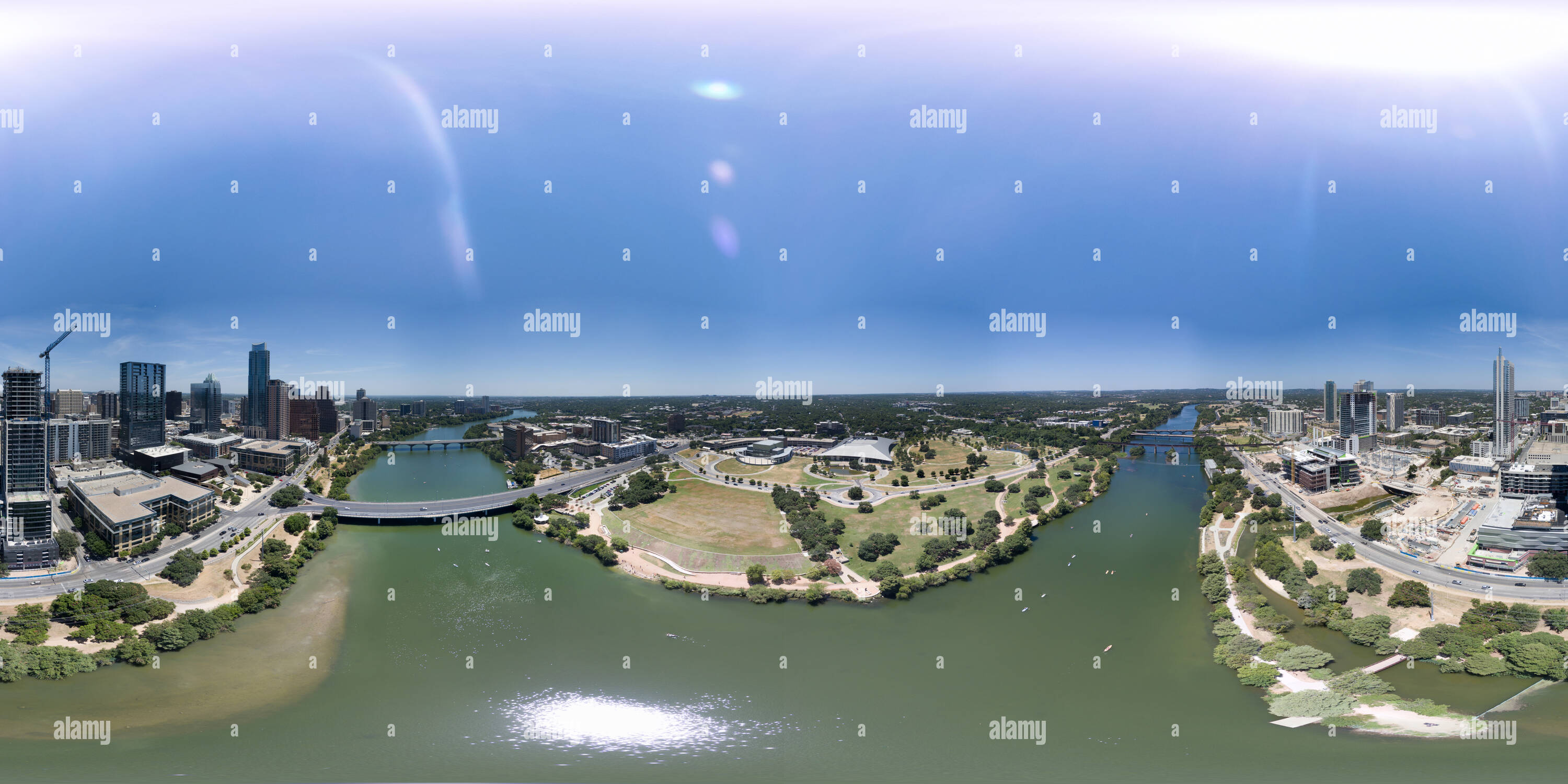 Vue à 360° de Image virtuelle de Town Lake à Austin Texas Panorama Alamy