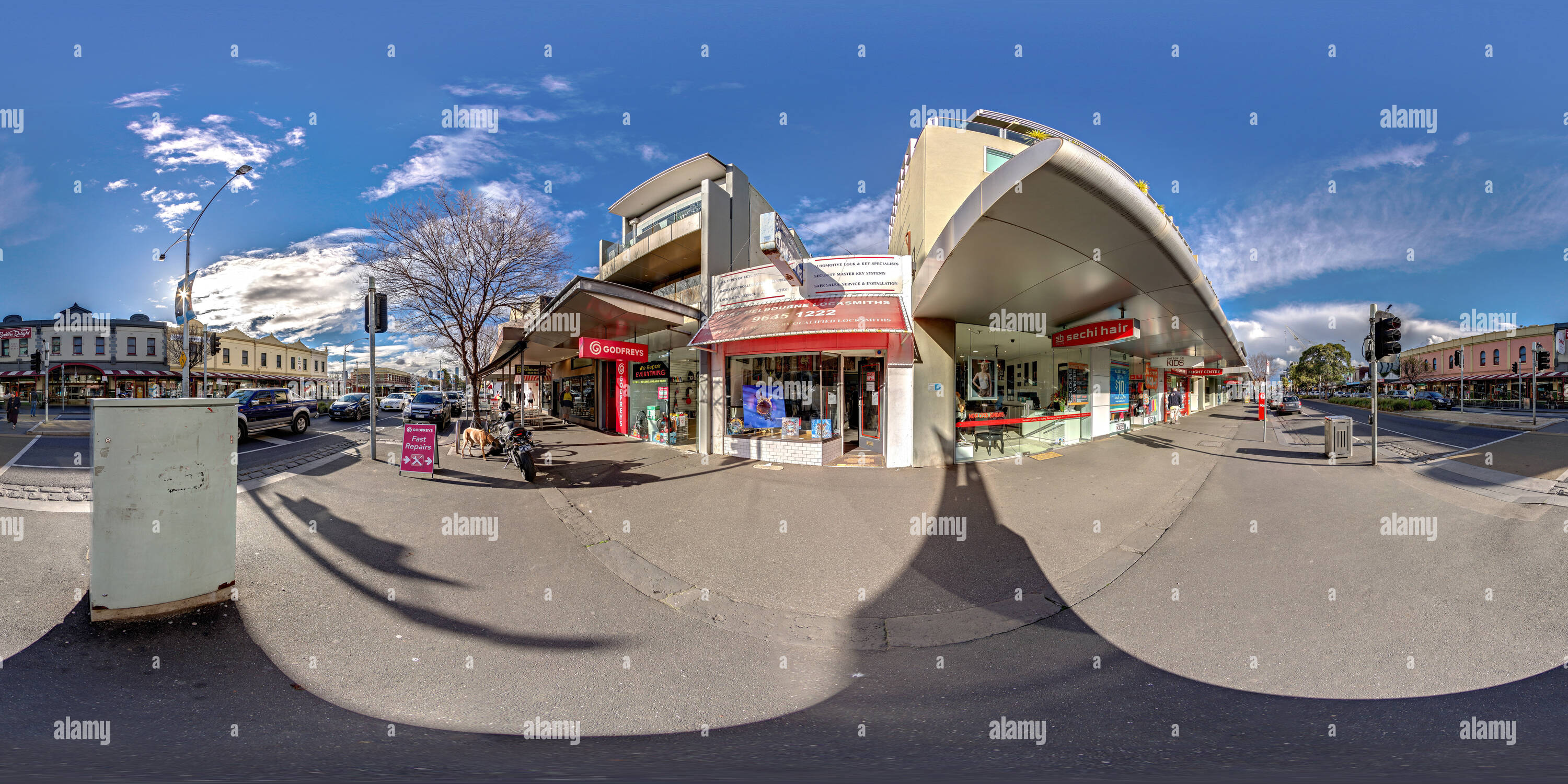 Vue panoramique à 360° de Trottoir du près de Coles (concordance de vue de jour), Port Melbourne VIC Australie