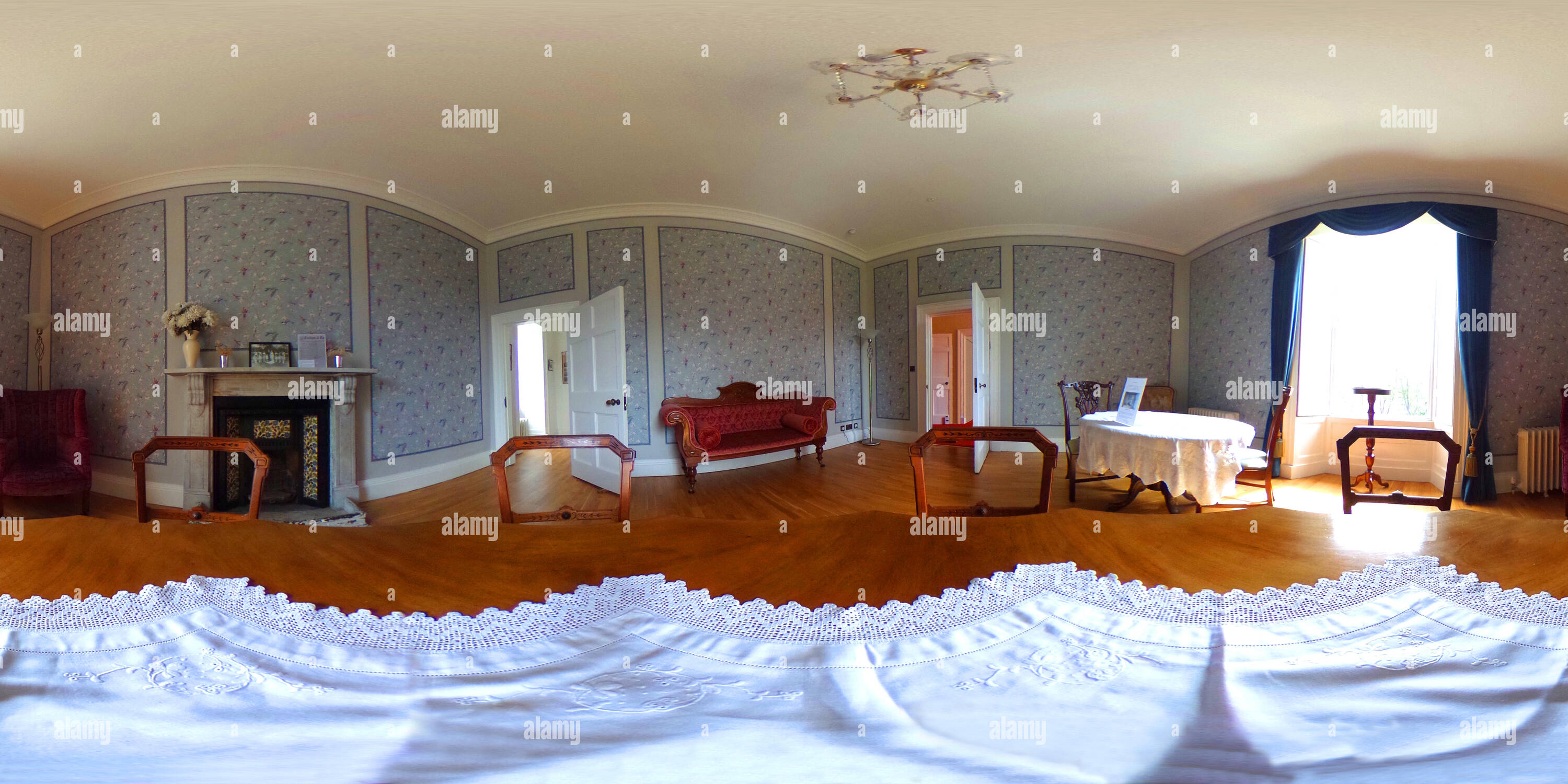 Vue panoramique à 360° de Prix intérieur du château (Castell Aberteifi Cardigan) .Cardigan, Ceredigion, pays de Galles.