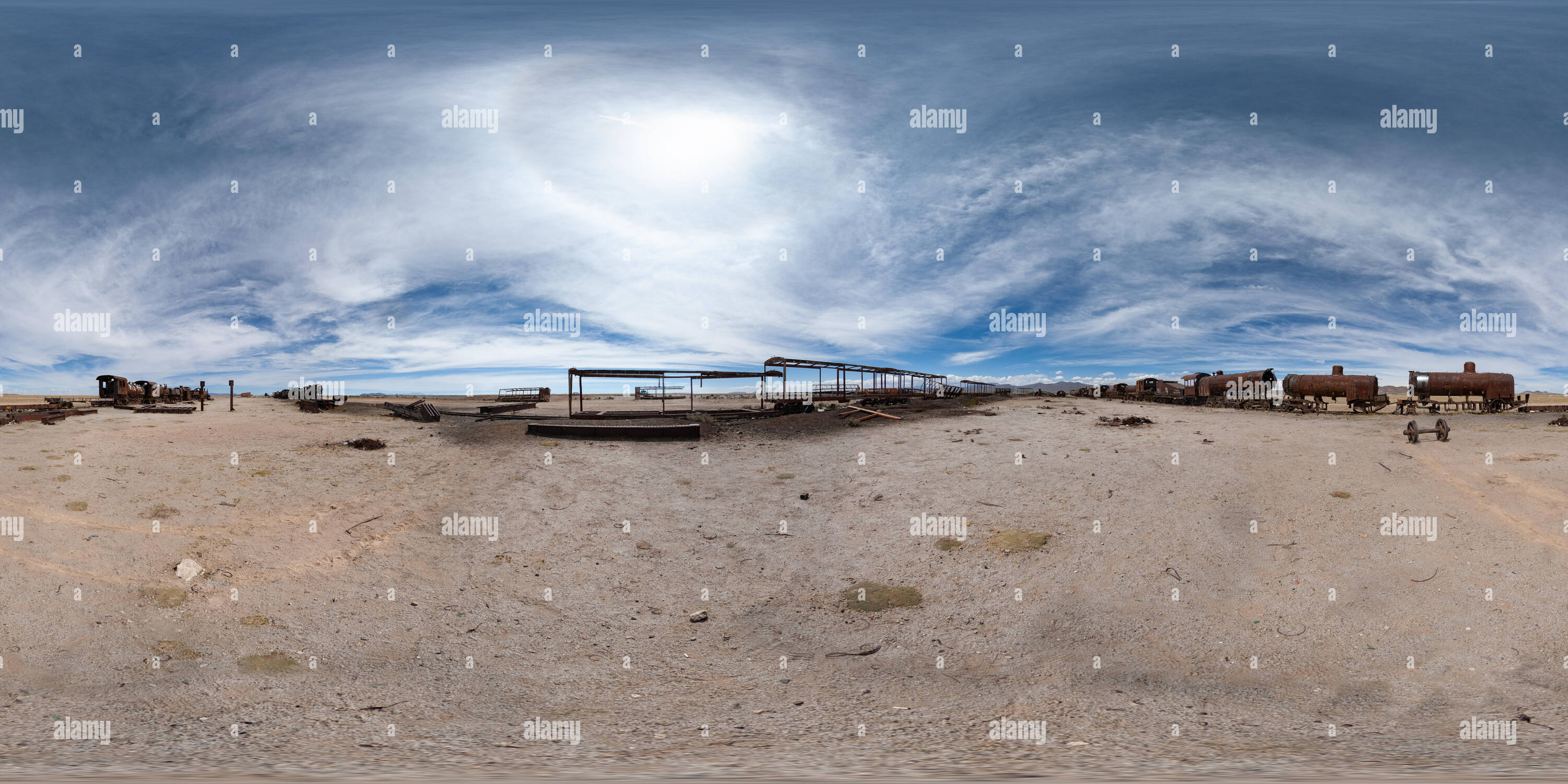 Vue panoramique à 360° de La cimetière près de Uyuni, Potosi, Bolivie Ministère