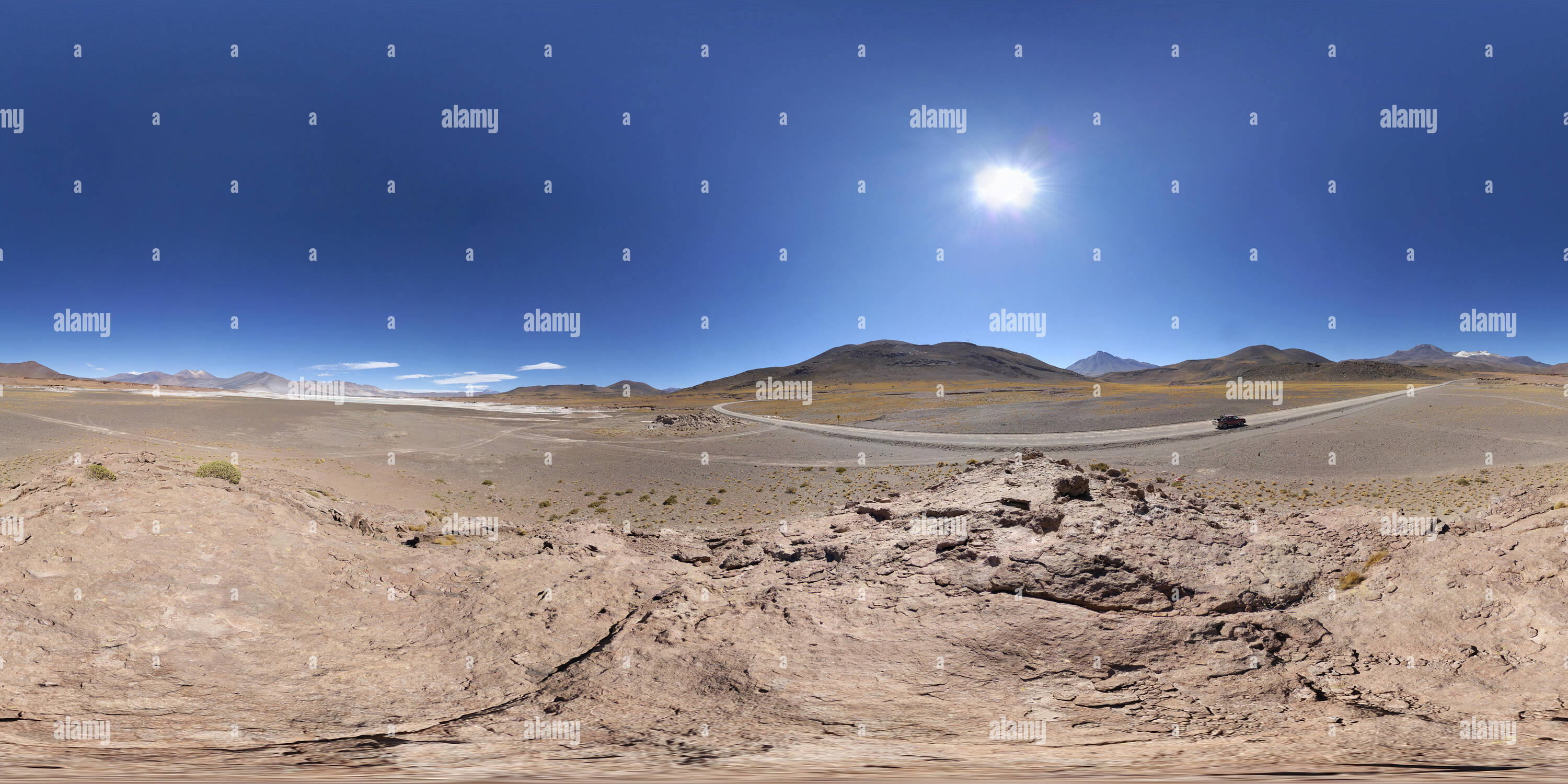 Vue panoramique à 360° de Point de vue sur Salar Capur, près de San Pedro de Atacama, Chili