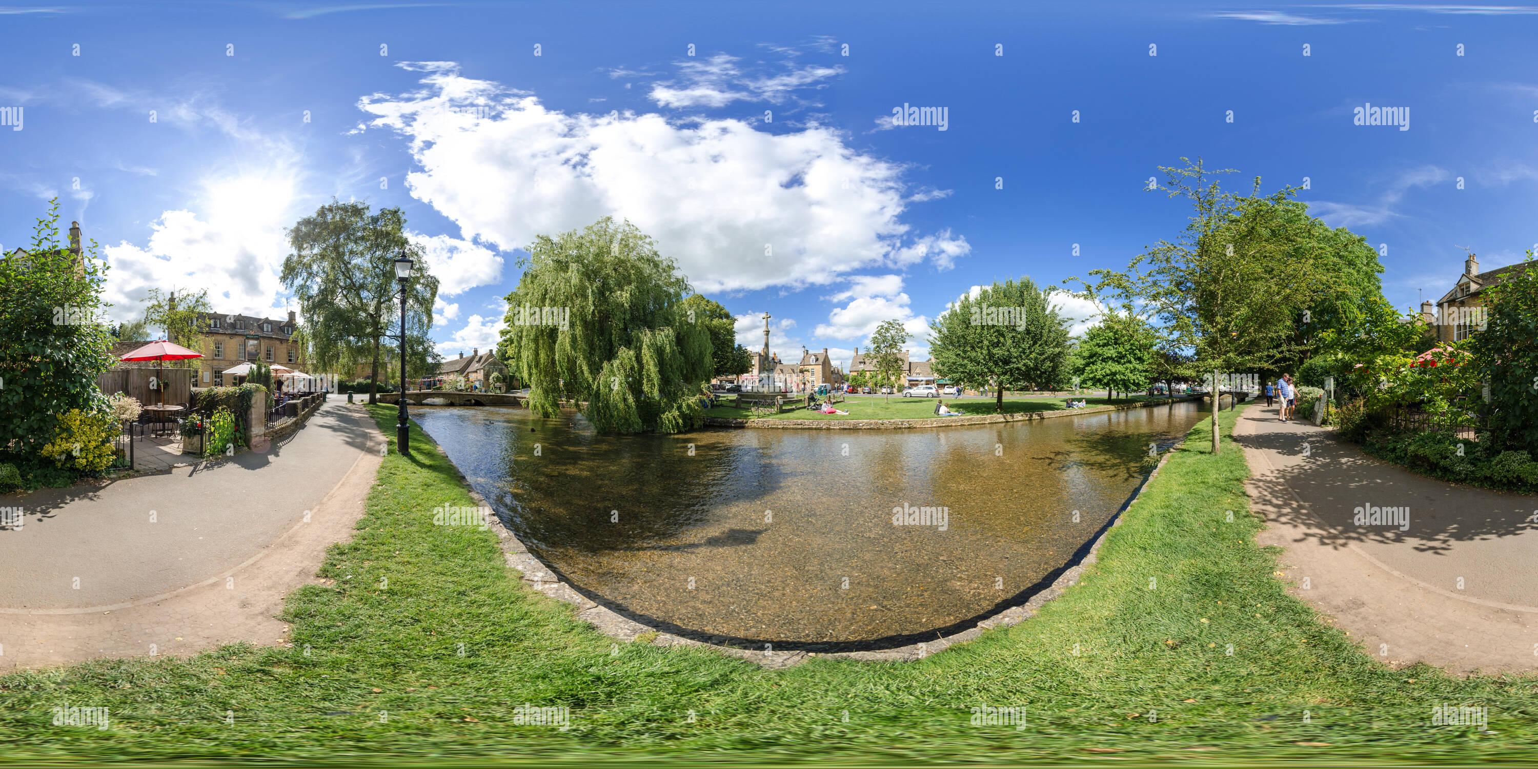 Vue panoramique à 360° de Bourton-sur-l'eau, Cotswolds, Royaume-Uni