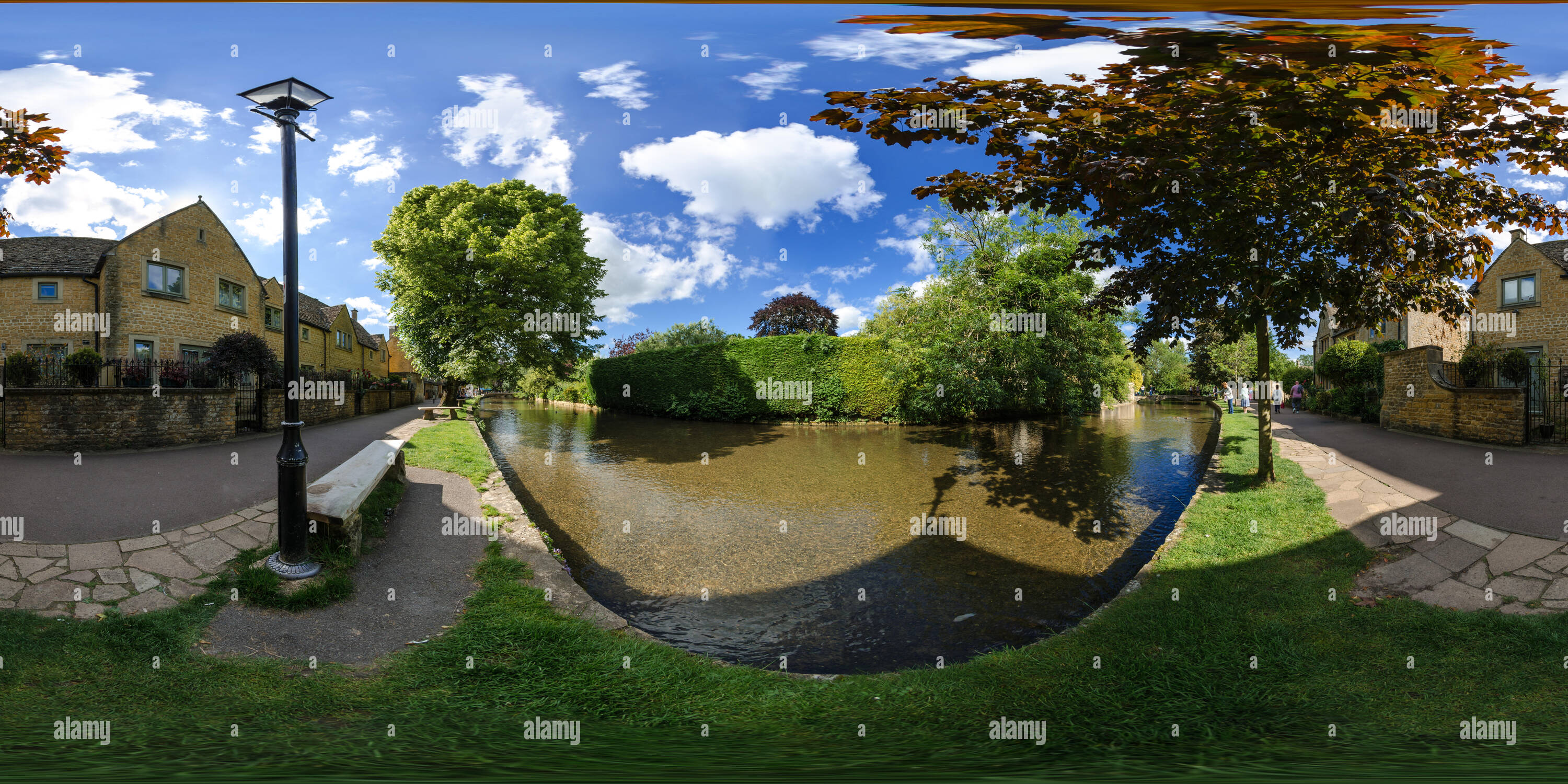 Vue panoramique à 360° de Bourton-sur-l'eau, Cotswolds, Royaume-Uni